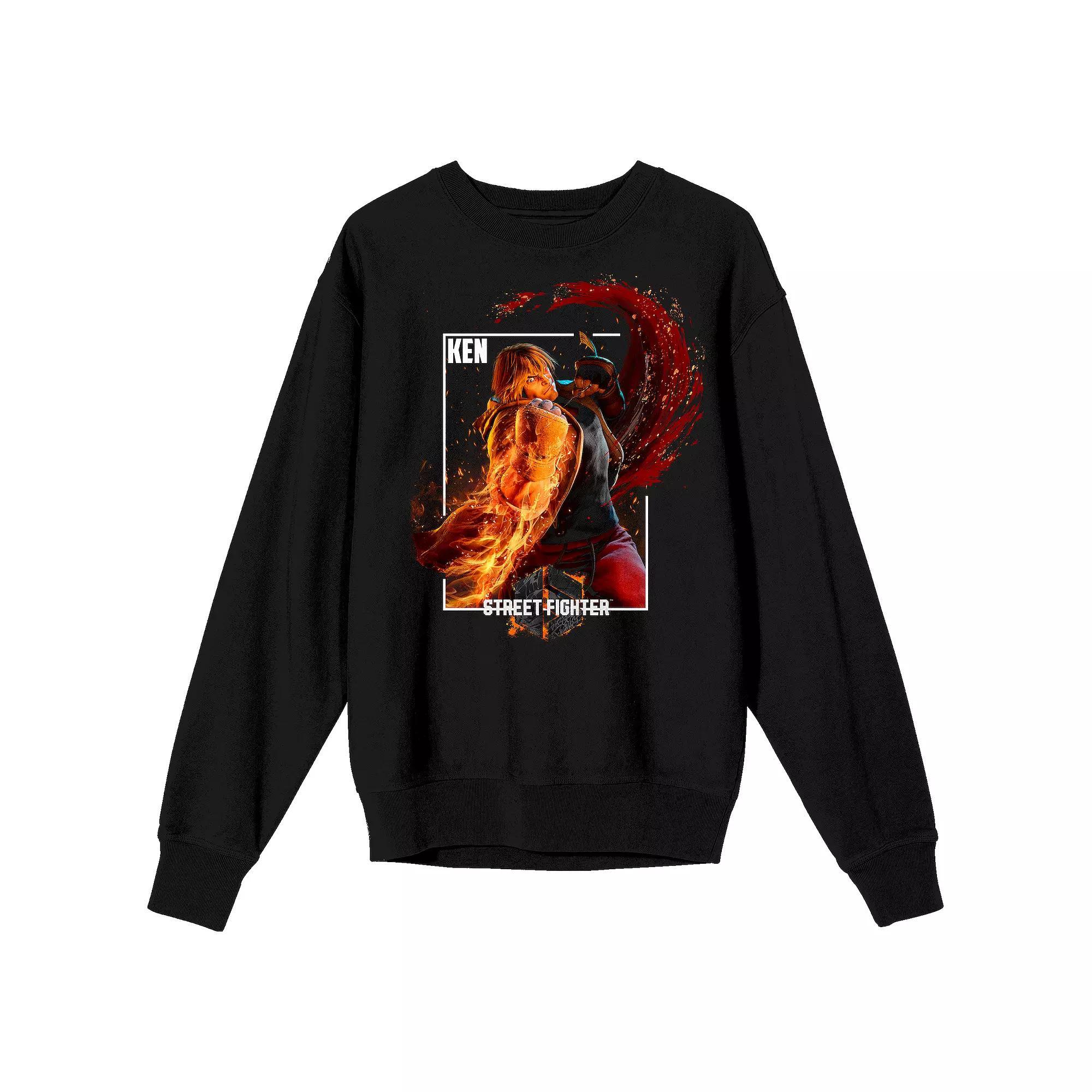 Men's Street Fighter VI Ken Fiery Long Sleeve Graphic Tee, Size: XXL, Black Product Image