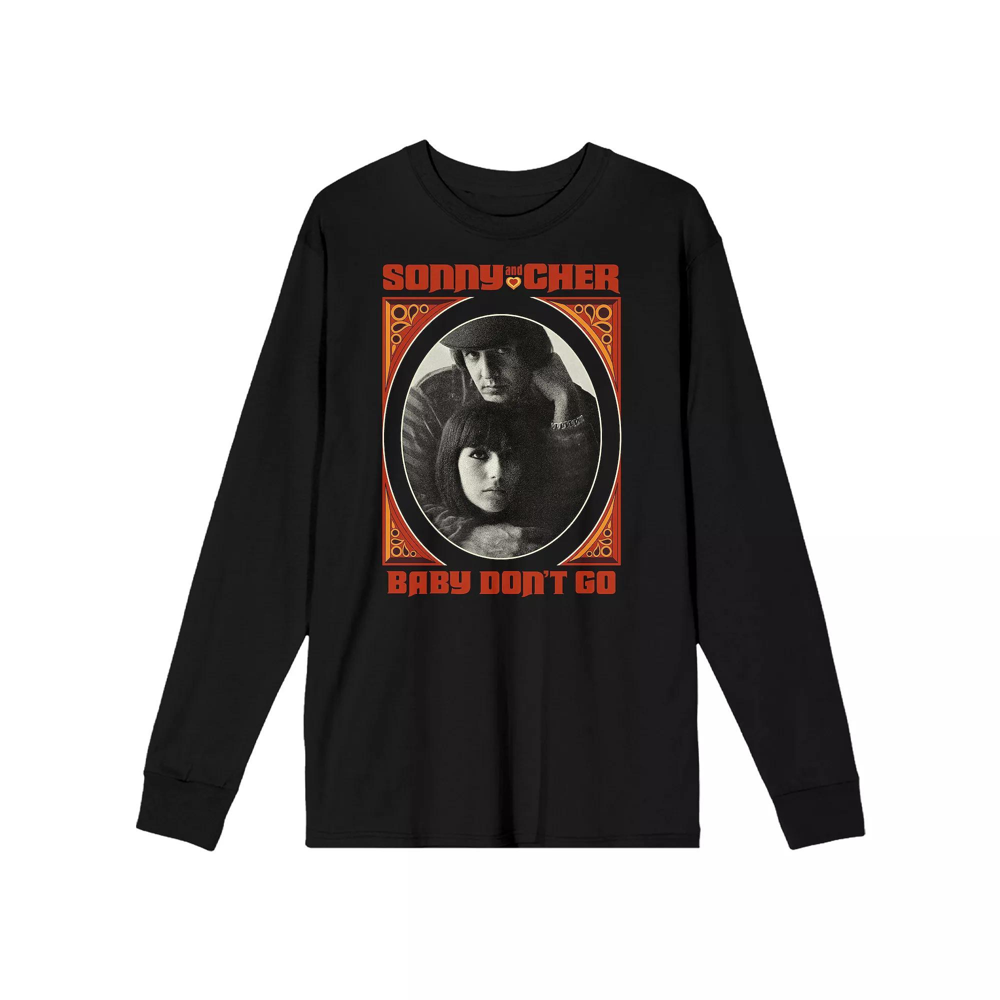 Men's Sonny & Cher Baby Don't Go Long Sleeve Graphic Tee, Size: XXL, Black Product Image