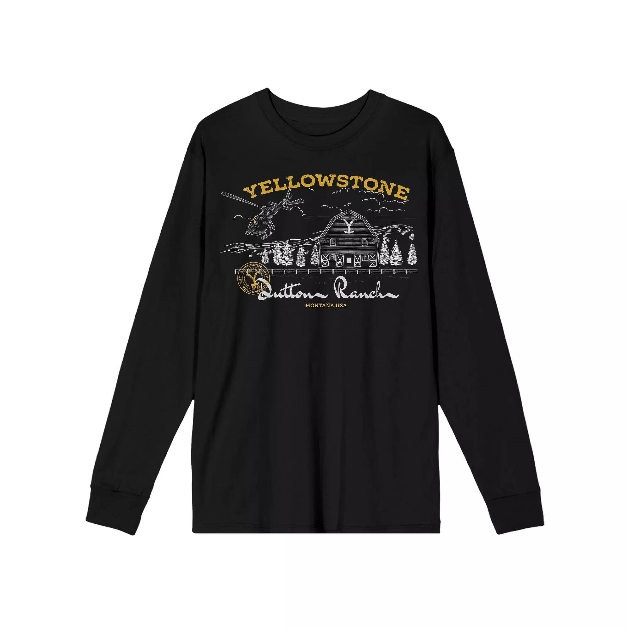 Men's Yellowstone Dutton Ranch Long Sleeve Tee, Size: Large, Black Product Image