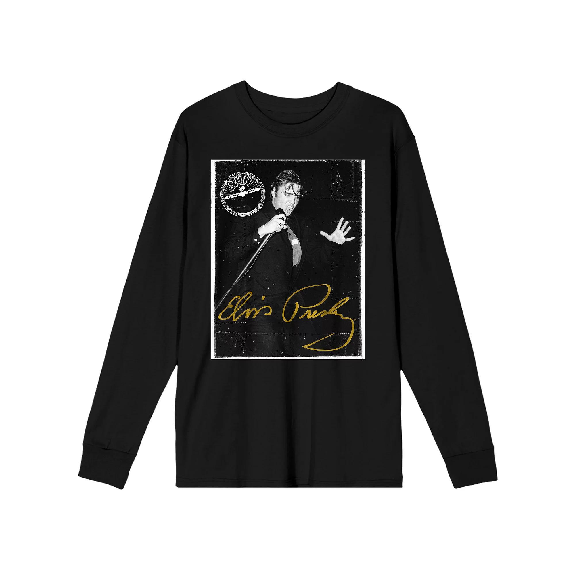 Men's Sun Records Elvis Presley Long Sleeve Graphic Tee, Size: XXL, Black Product Image