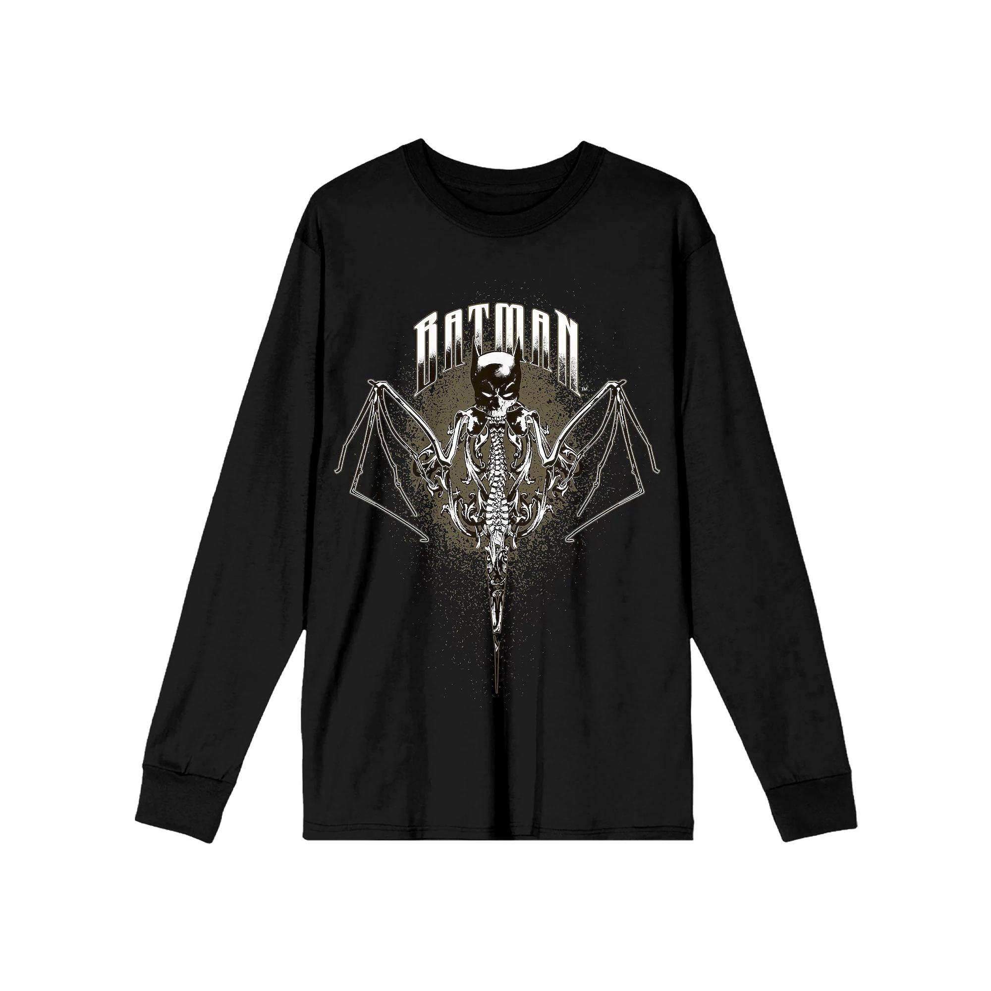 Men's Batman Gothic Bat Mask With Bat Long Sleeve Tee, Size: Medium, Black Product Image