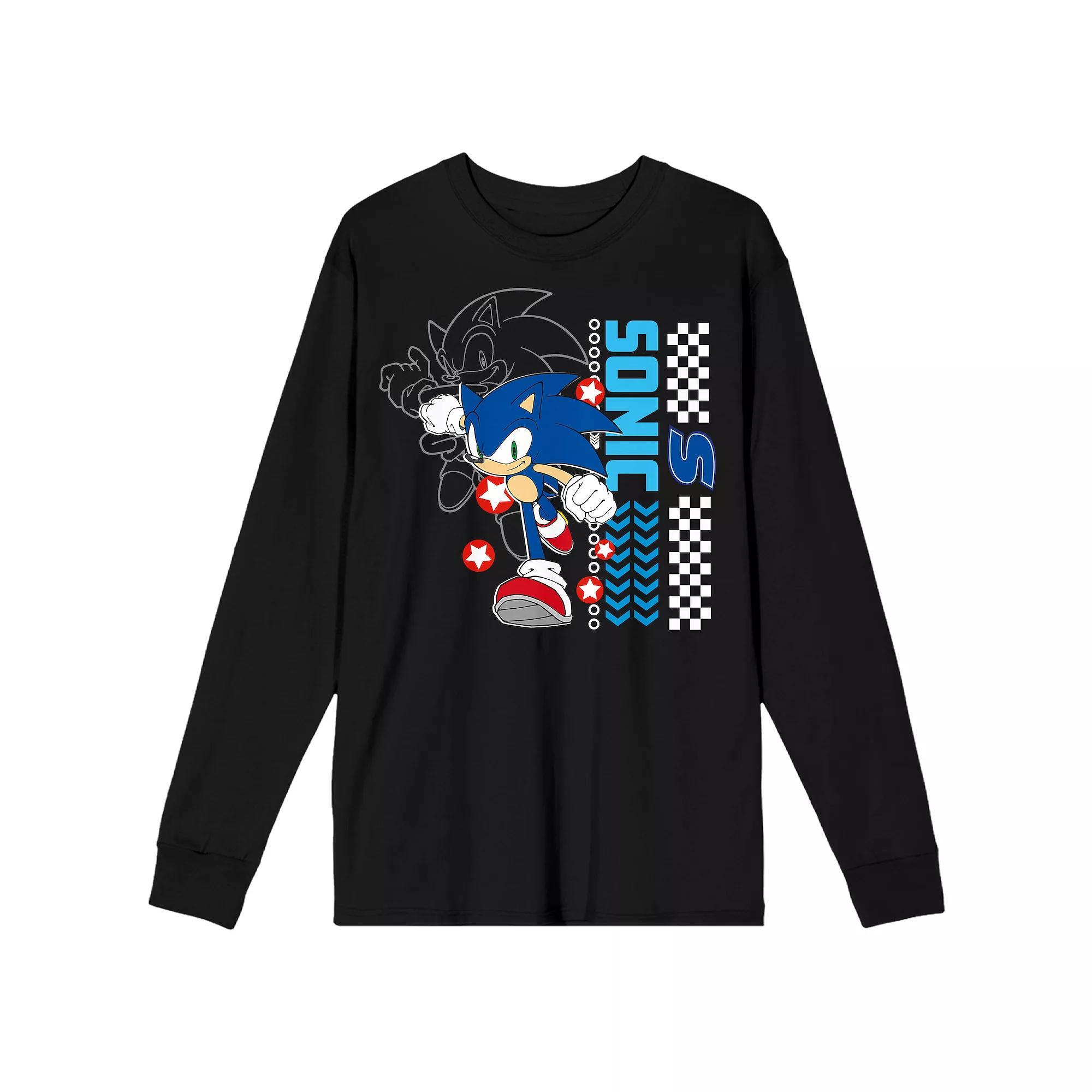 Men's Sonic The Hedgehog Modern Long Sleeve Graphic Tee, Size: Large, Black Product Image