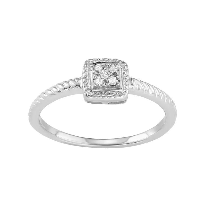 Sterling Silver Diamond Accent Twist Halo Ring, Women's, Size: 5, White Product Image