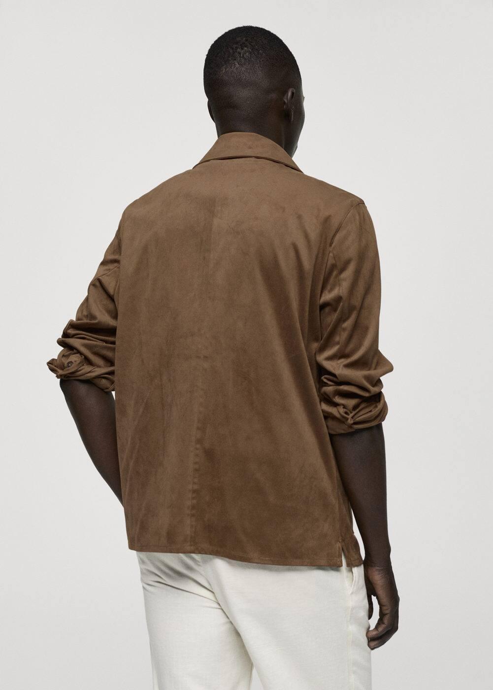 Suede effect overshirt with pockets - Men | MANGO USA Product Image