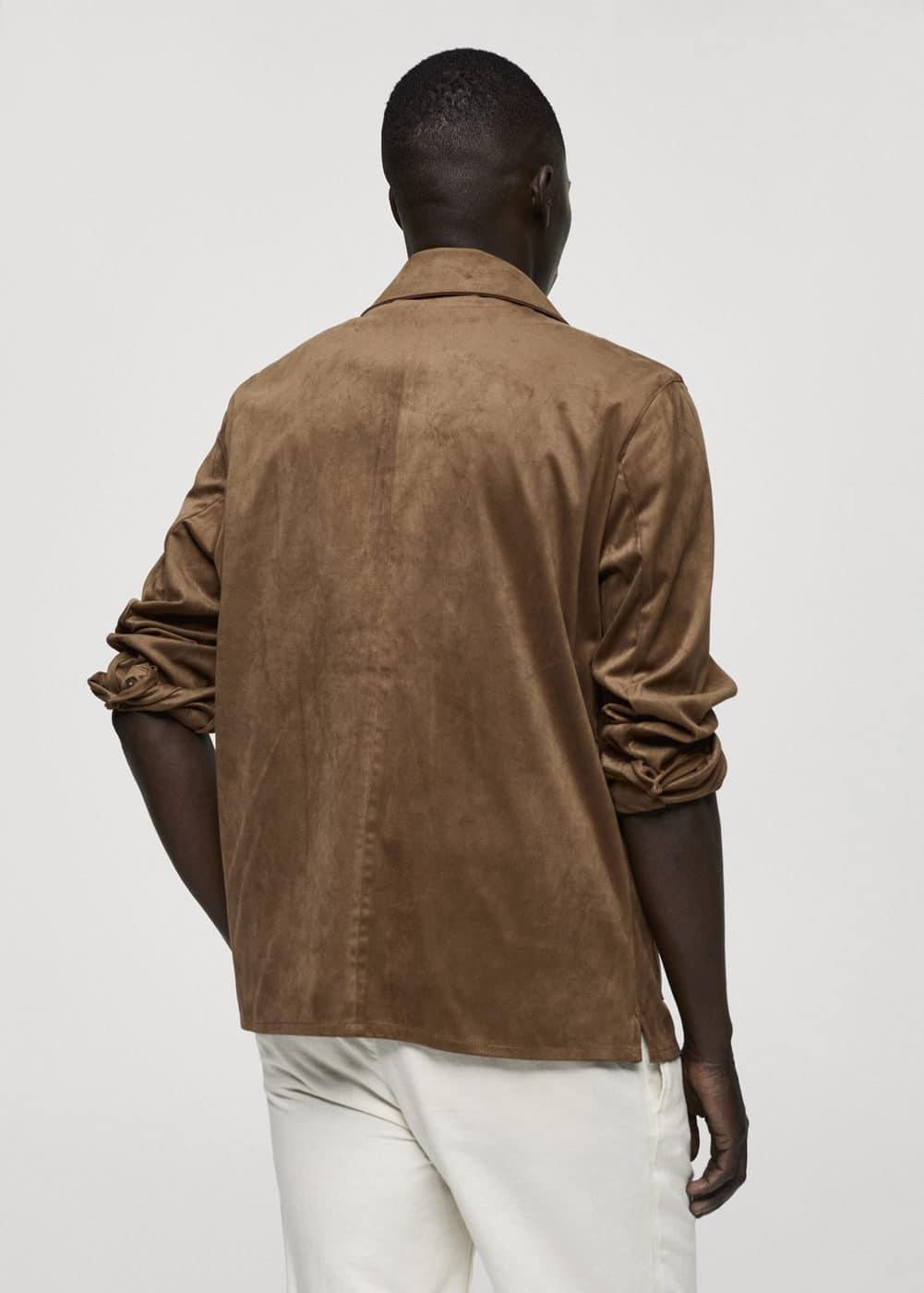 Suede effect overshirt with pockets - Men | MANGO USA Product Image