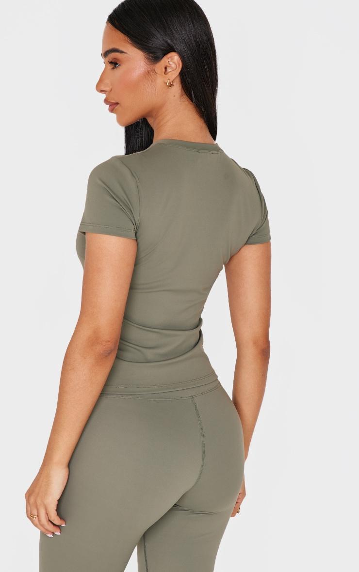 Petite Olive Sculpt Longline Short Sleeve Gym Top Product Image