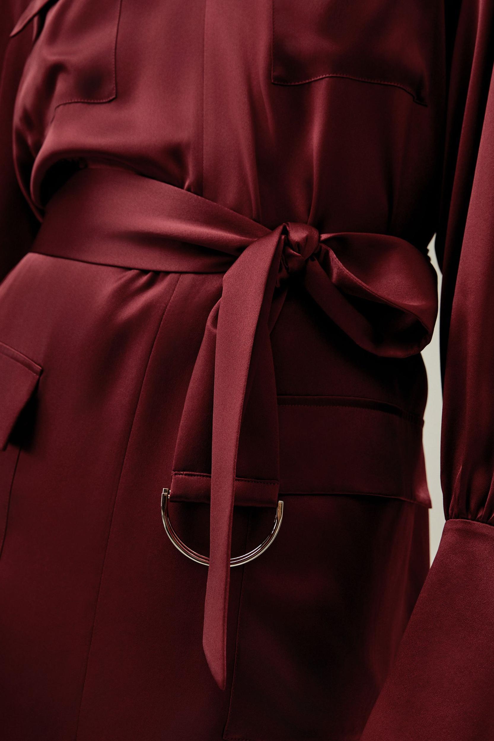 Jam Red Silk Charmeuse Trench Dress Product Image