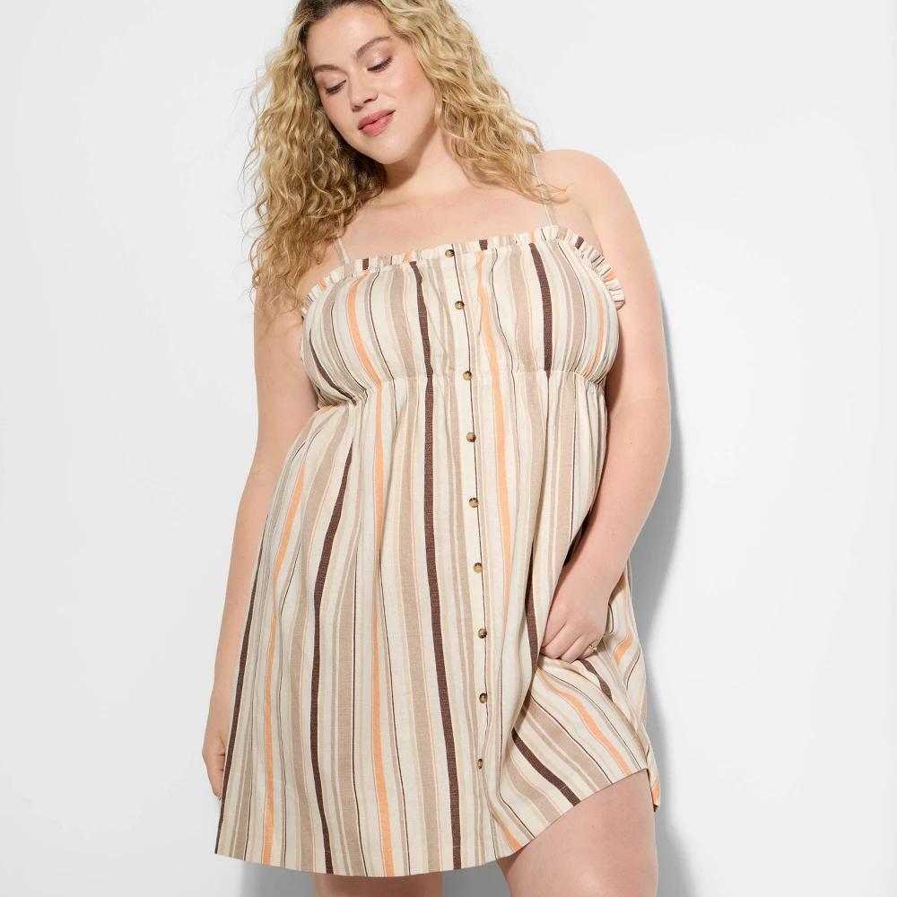 Women's Button-Front Mini A-Line Dress - Wild Fable™ Product Image