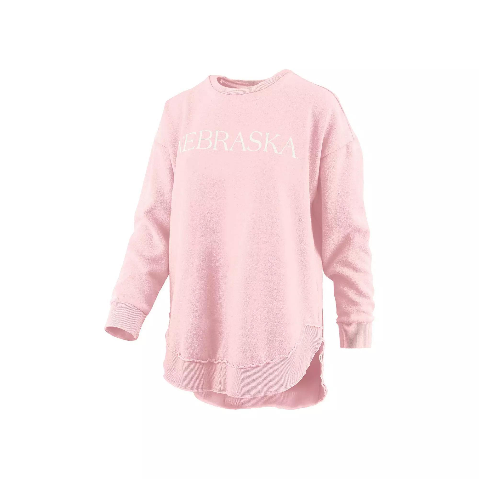 Womens Pressbox Nebraska Huskers Seaside Springtime Vintage Poncho Pullover Sweatshirt Product Image
