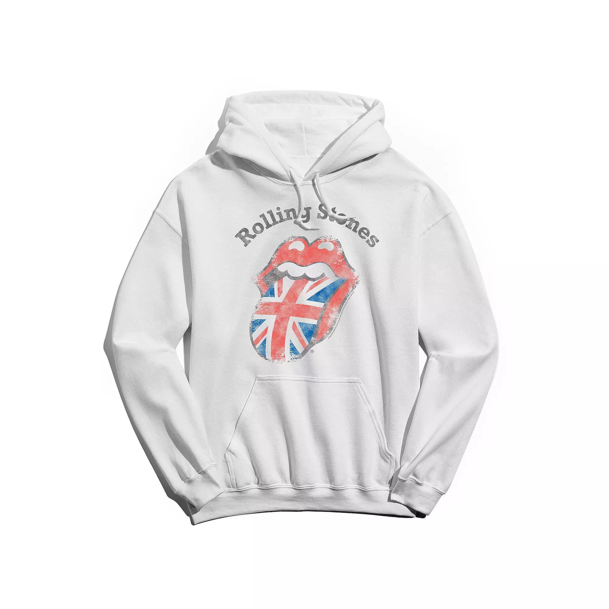 Men's Rolling Stones Union Jack Flag Hoodie, Size: XL, White Product Image