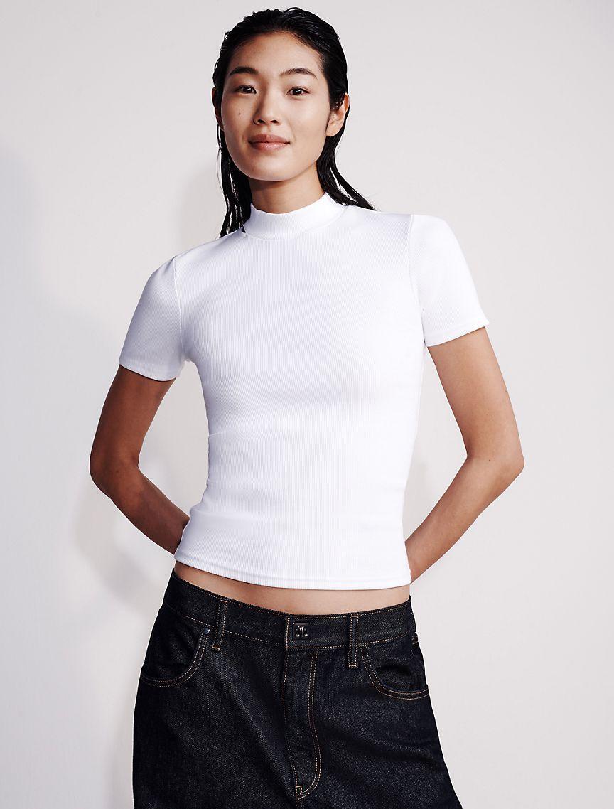 Calvin Klein Women's Cut Out Slim Crewneck T-Shirt - White - S Product Image