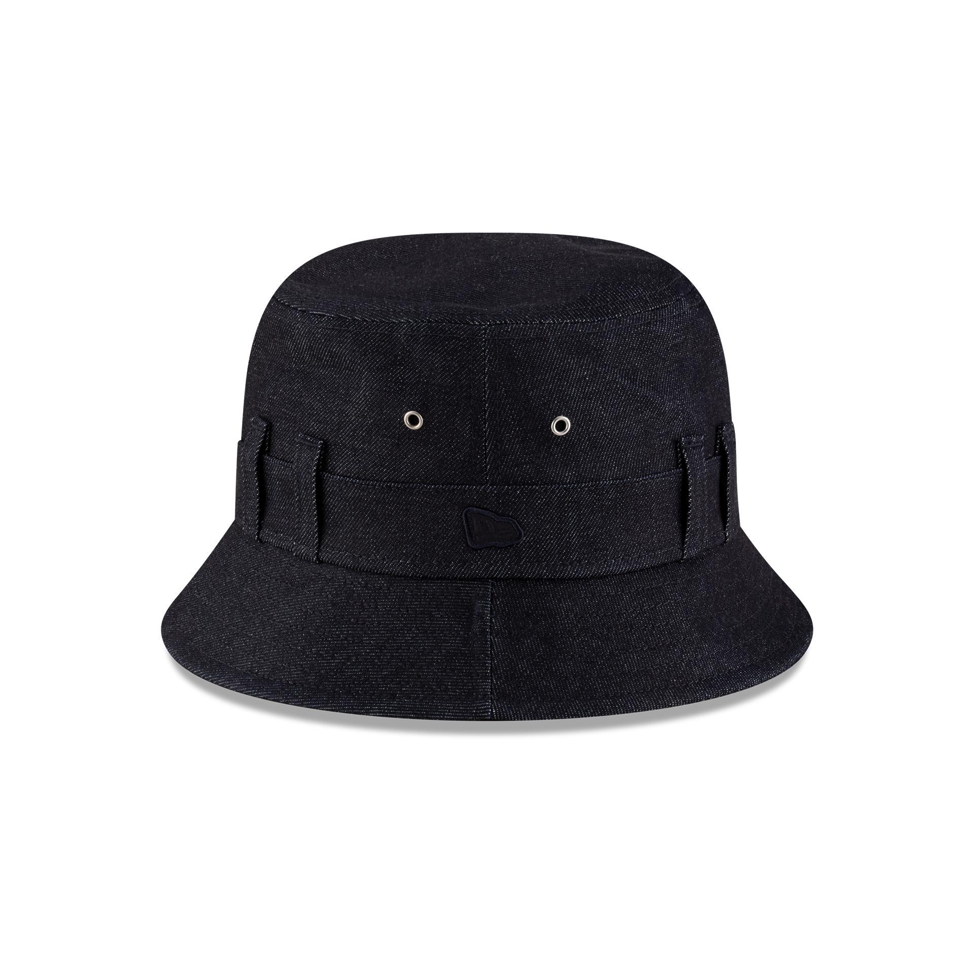 New Era Branded Belt Loop Denim Navy Bucket Hat Male Product Image