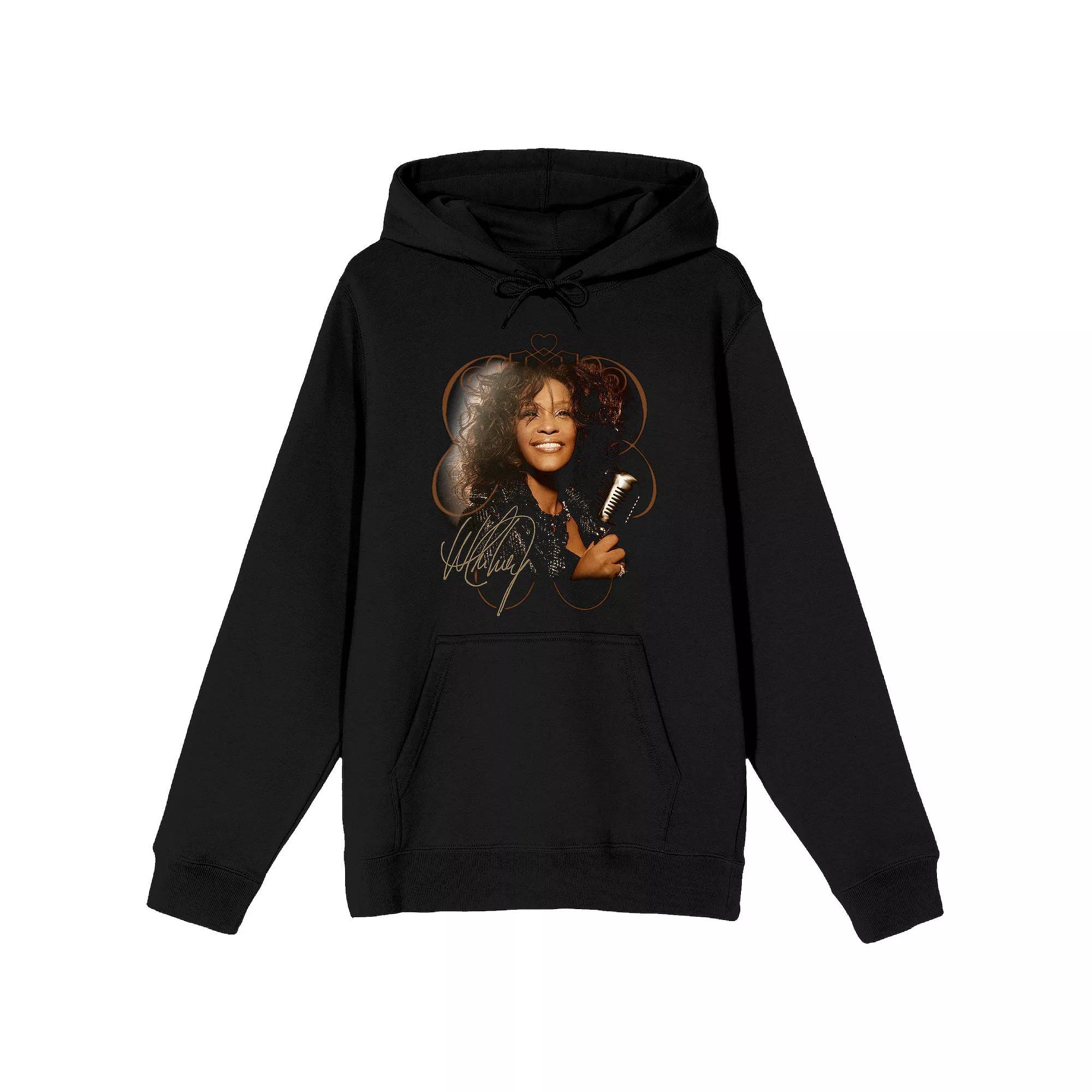 Men's Whitney Houston Face Graphic Hoodie, Size: Medium, Black Product Image