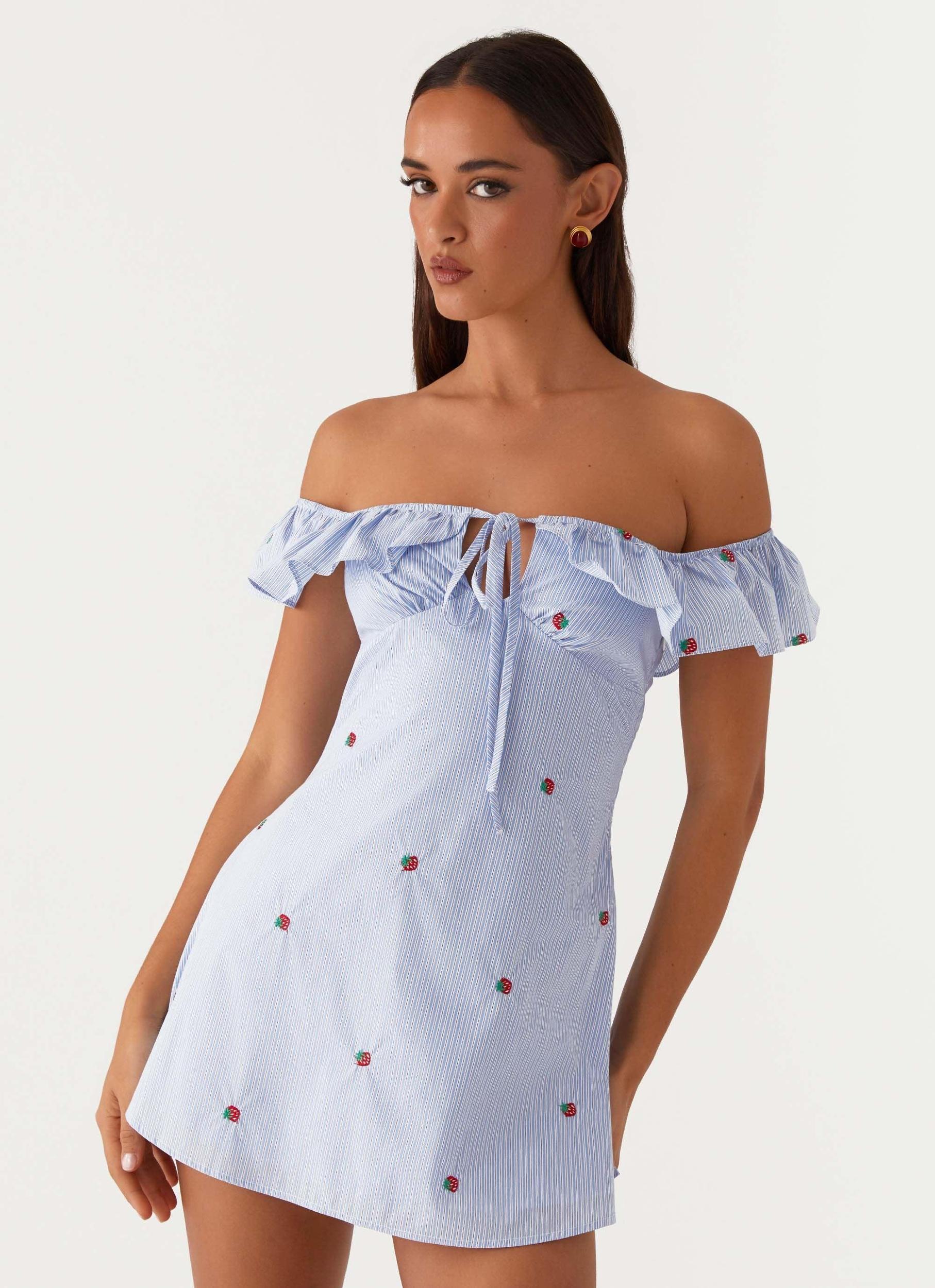 Texas Sun Linen Mini Dress - Blue Product Image