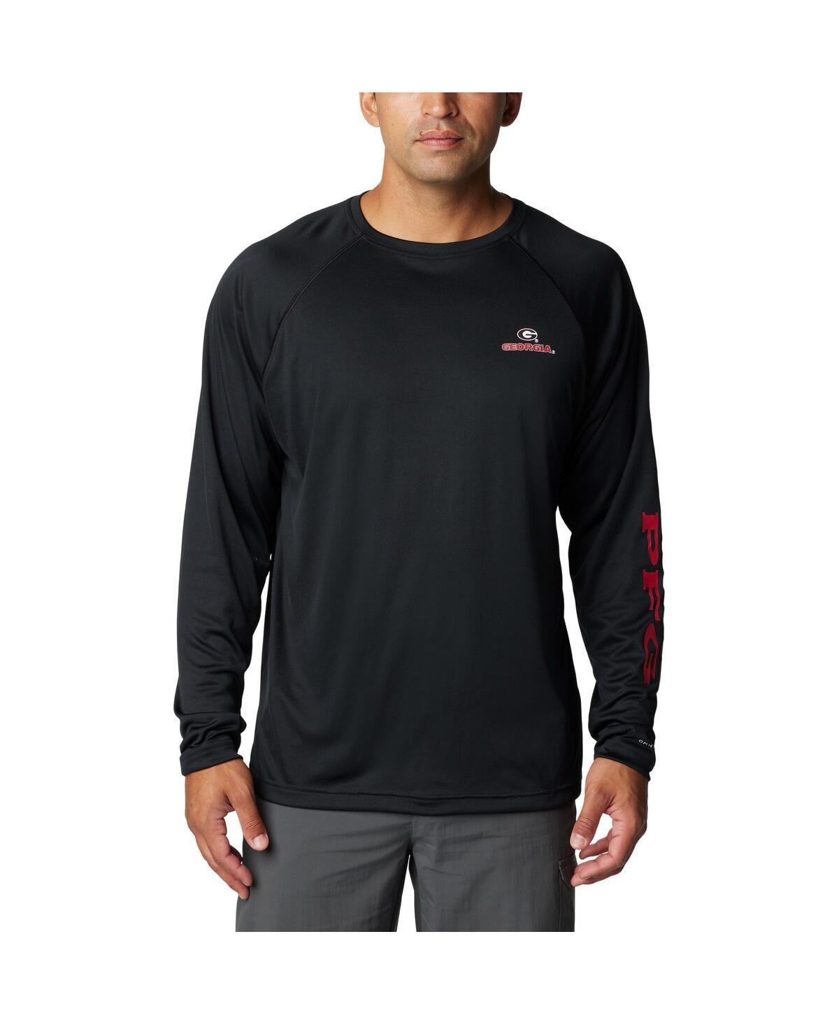 Men's Columbia Black Georgia Bulldogs Terminal Tackle Omni-Shade Raglan Long Sleeve T-Shirt, Size: Small Product Image