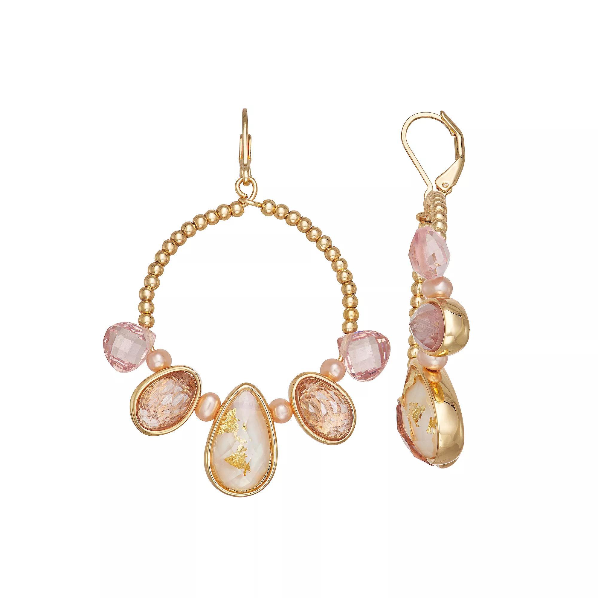 Napier Gold Tone Summer Abalone Round Drop Earrings, Women's, Multi Product Image