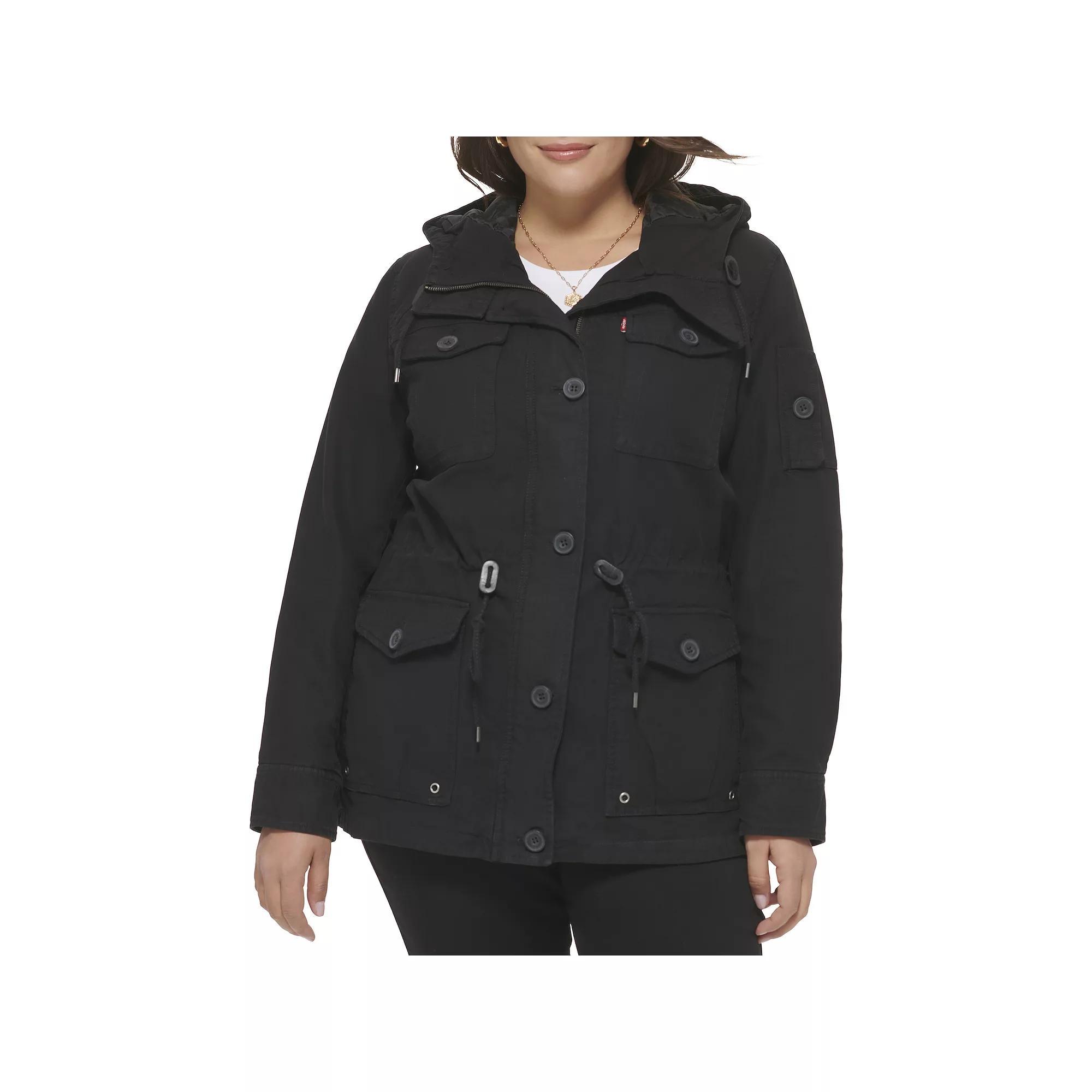 Plus Size Levis Hooded Cotton Anorak Jacket, Womens Blue Product Image
