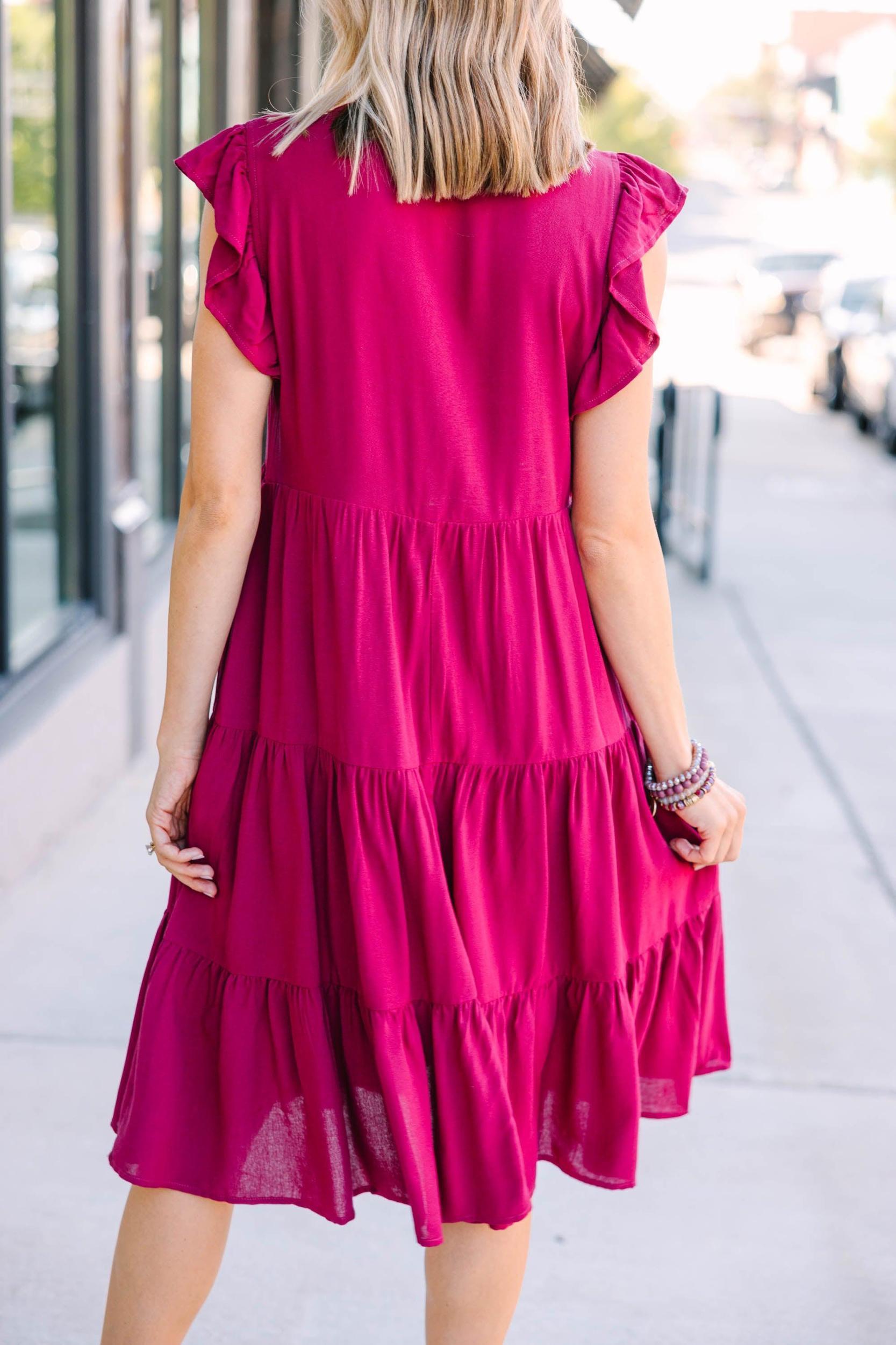 Make It Your Own Wine Red Tiered Dress Female Product Image