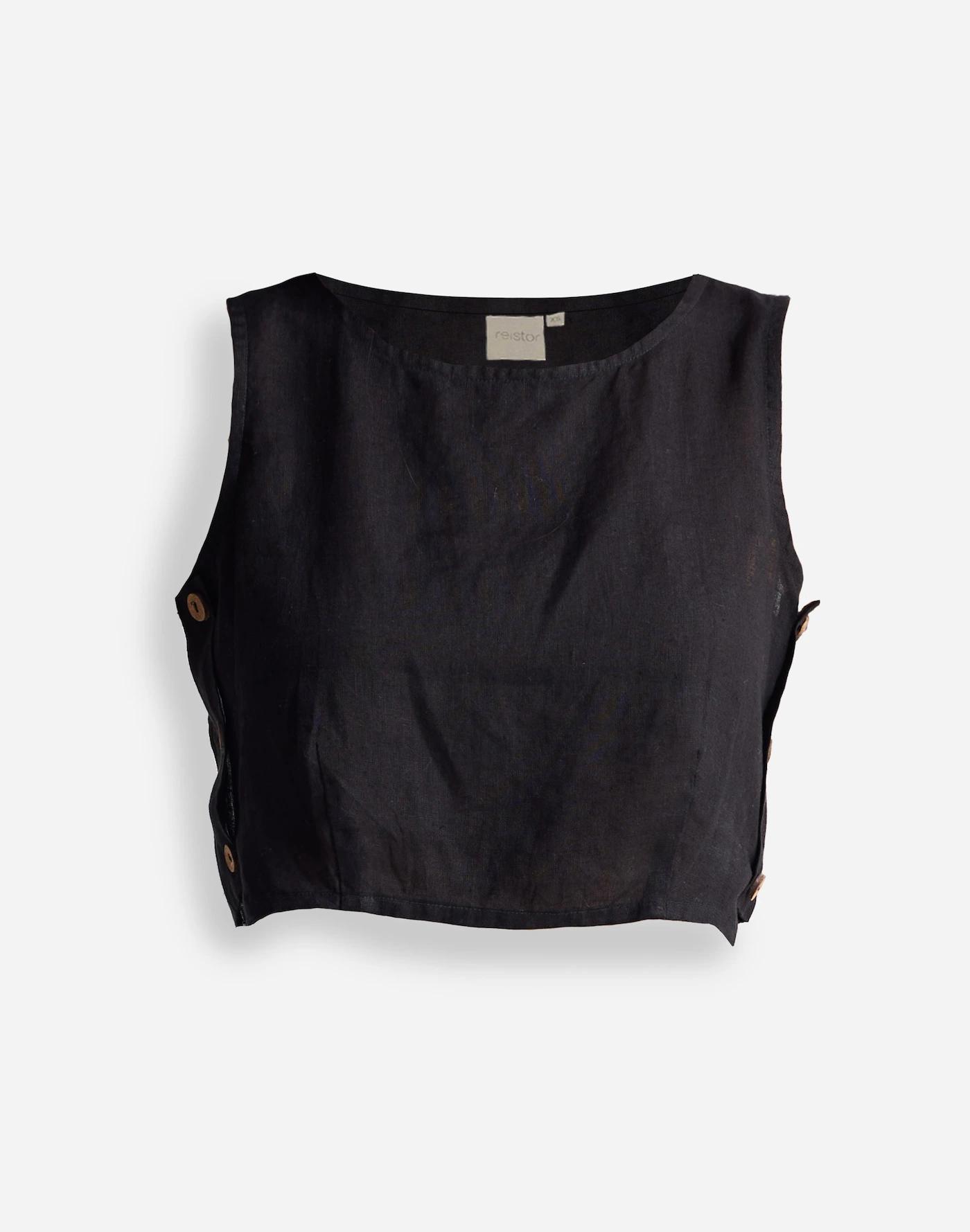 Reistor® Boxy Crop Top in 100% Black Hemp Product Image