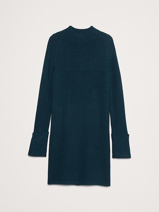 Cotton-Wool Mock-Neck Mini Sweater Dress Product Image