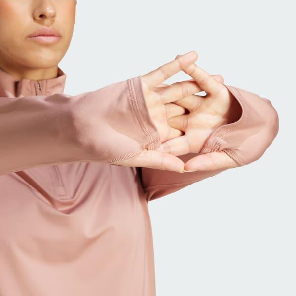 adidas Own the Run Half-Zip Jacket Silver Green M Womens Product Image