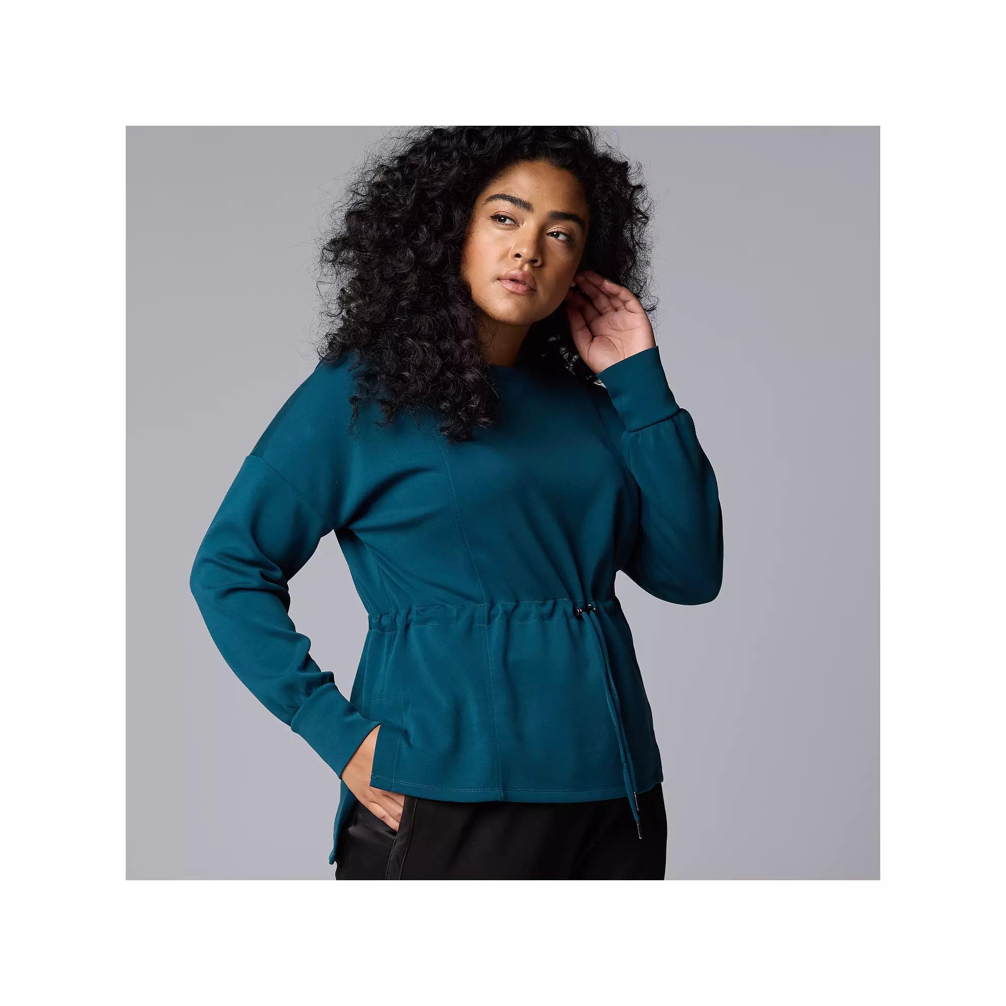 Plus Size Simply Vera Vera Wang Scuba Drawcord Waist Top, Women's, Size: 2XL, Mediterranean Product Image