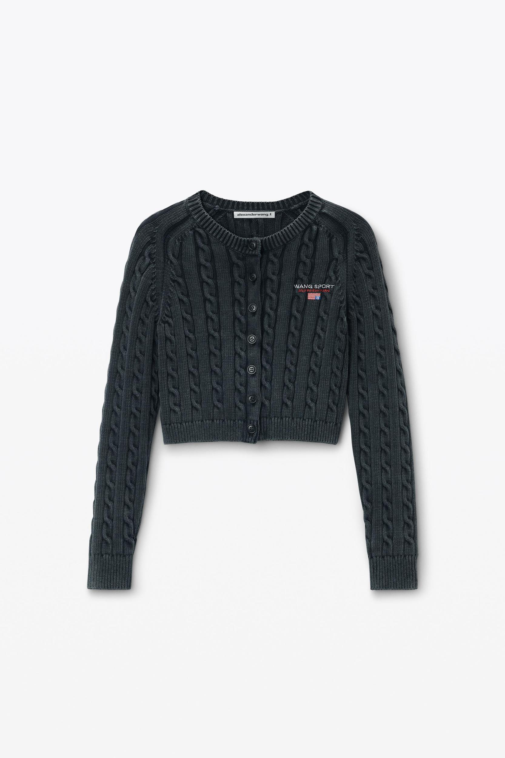 Organic Cotton Cable-knit Cropped Cardigan Product Image
