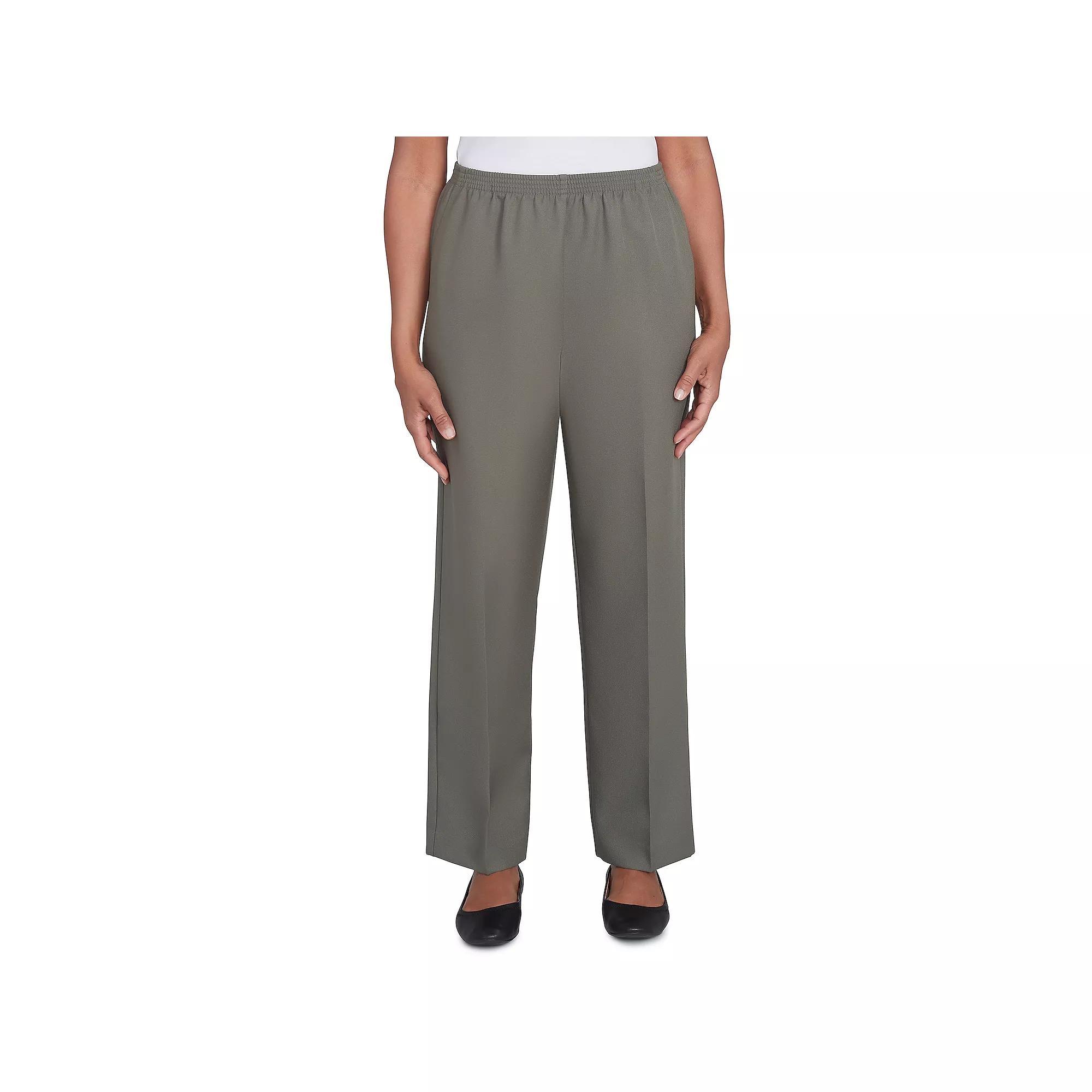Women's Alfred Dunner Classic Full Elastic Short Mid Rise Pants, Size: 12 Short, Green Product Image
