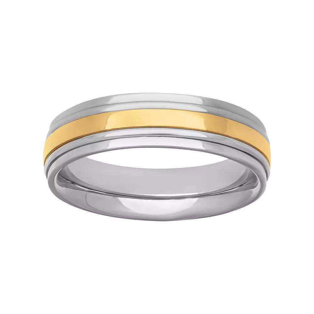 Men's Stainless Steel & 10k Gold Comfort Fit Band Ring, Size: 9 Product Image