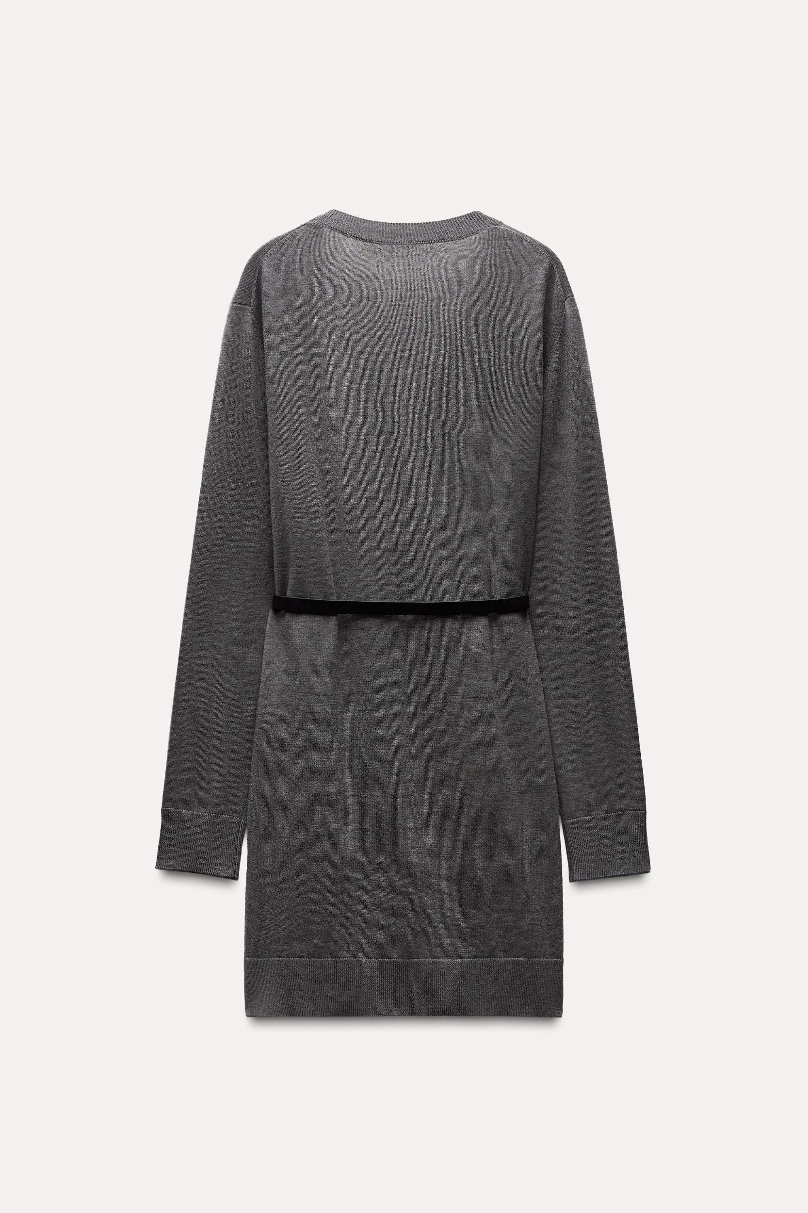 BELTED WOOL BLEND LONG SWEATER Product Image