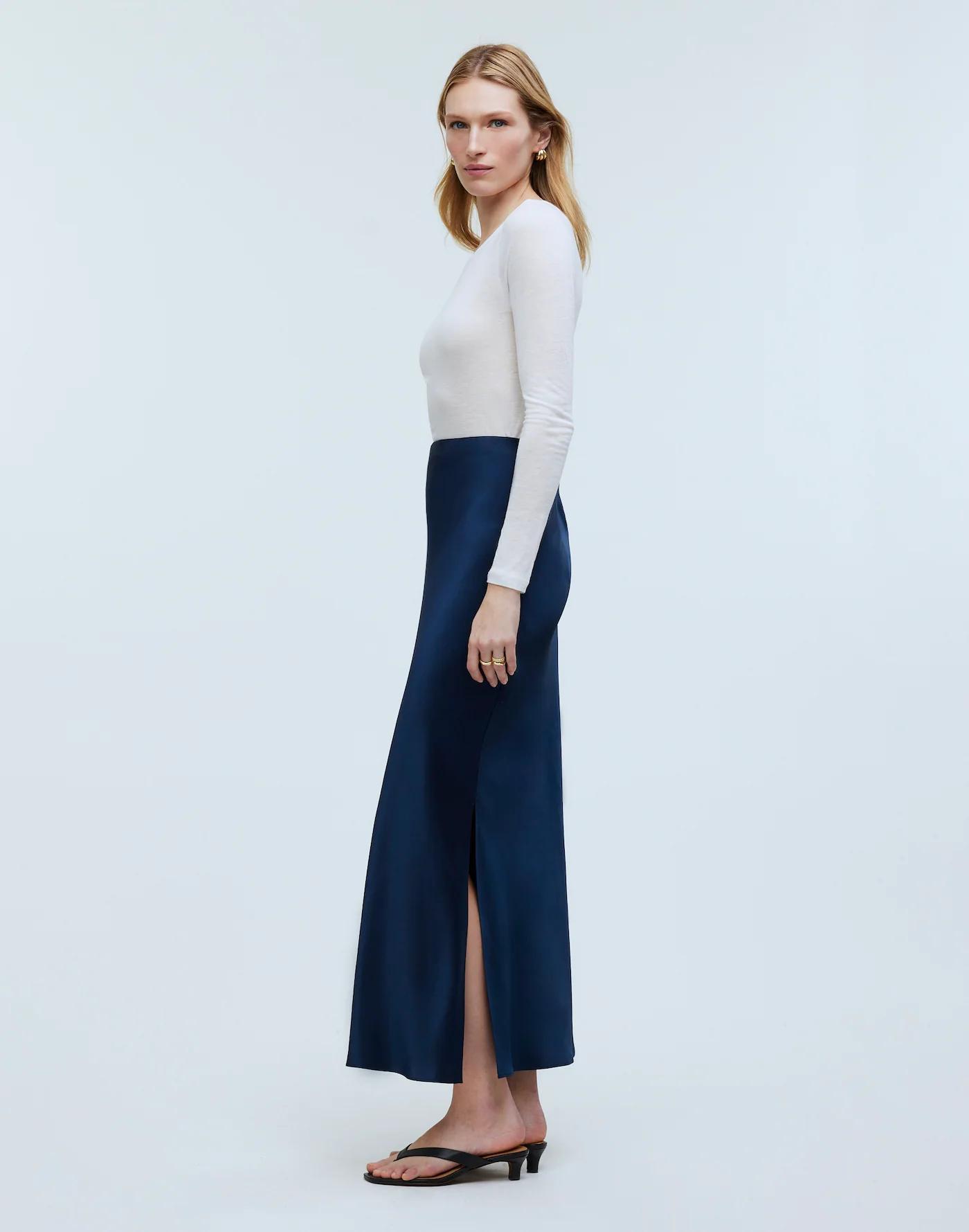 Satin Maxi Slip Skirt Product Image
