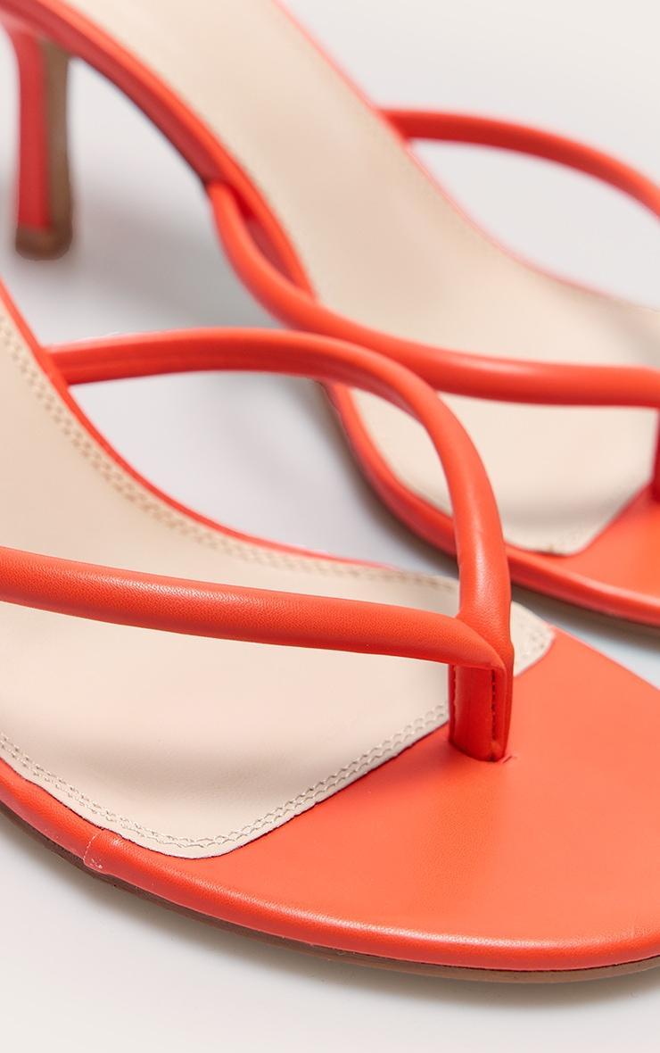 Burnt Orange PU Round Toe Thong Mid Heel Mules Product Image