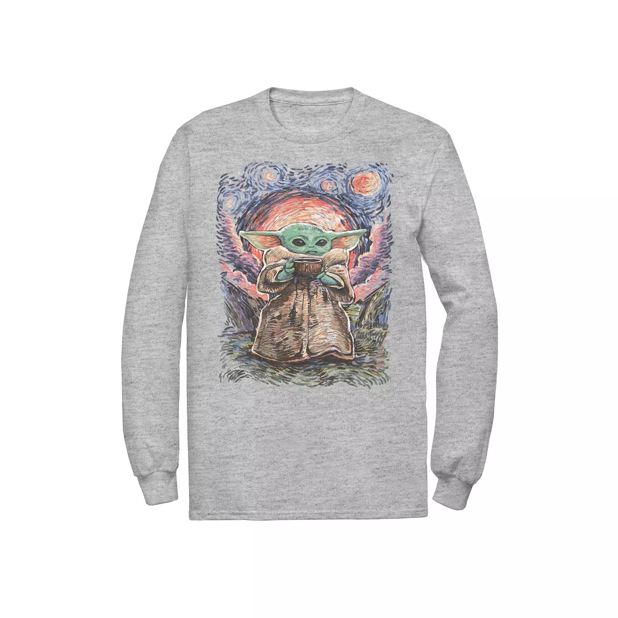 Big & Tall Star Wars The Child Starry Night Long Sleeve Tee, Men's, Size: 3XL Tall, Athletic Grey Product Image