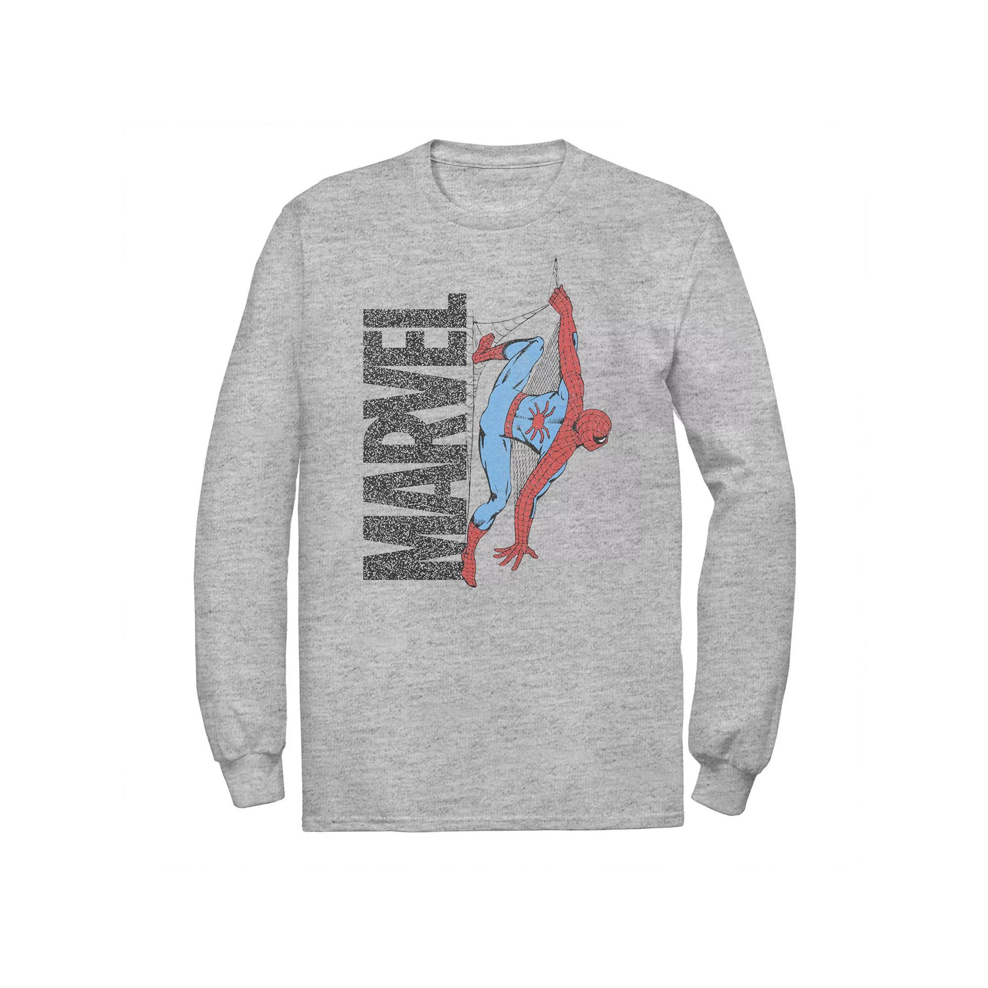 Big & Tall Marvel Spider-Man Distressed Web Logo Tee, Men's, Size: XL Tall, Athletic Grey Product Image