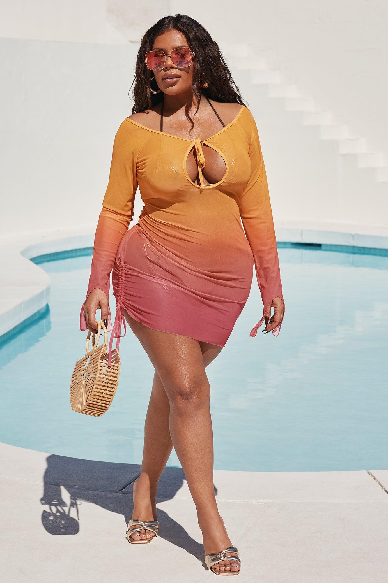 Artemis Ombre Cover Up Mini Dress - Red/combo Product Image