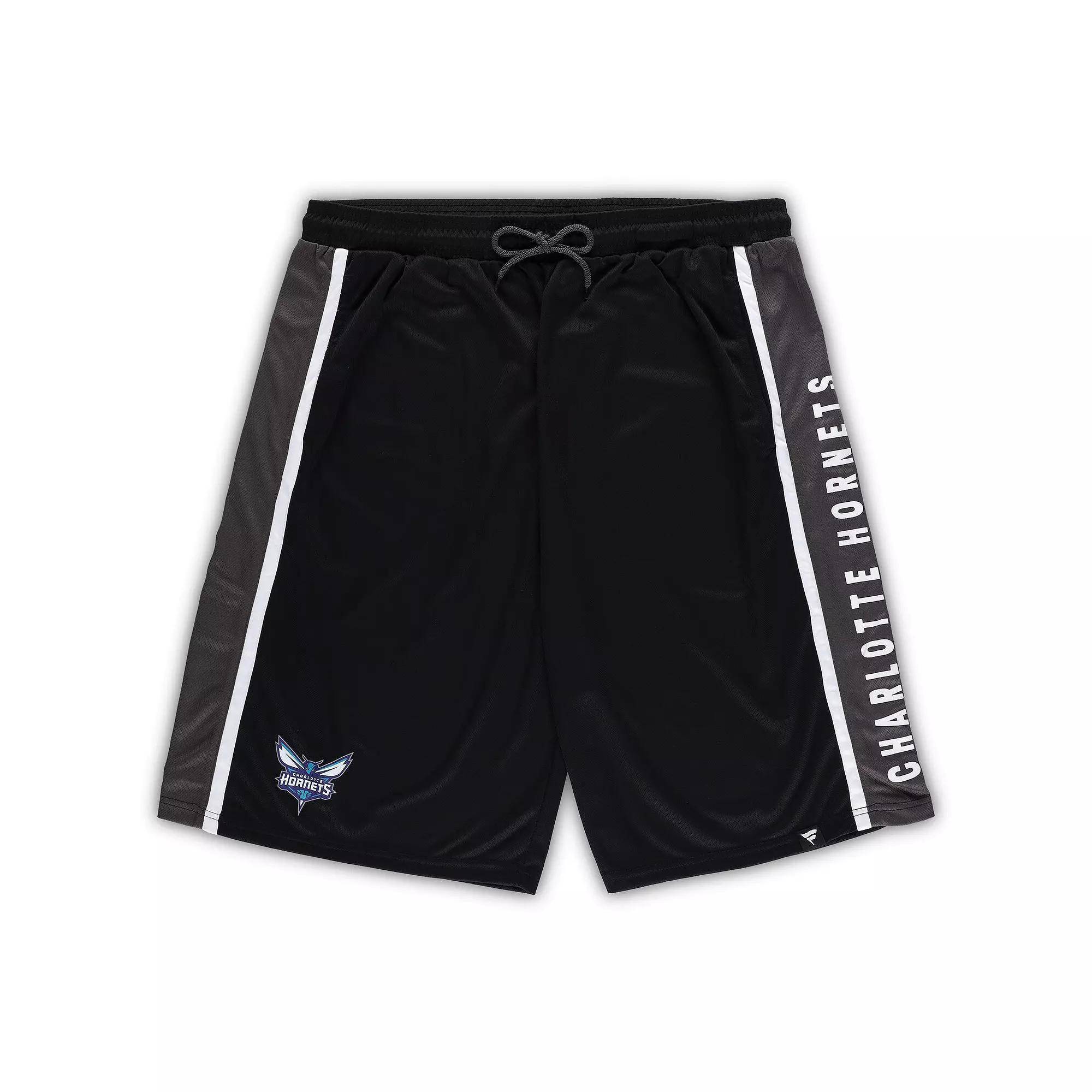 Men's Fanatics Branded Black Charlotte Hornets Big & Tall Referee Iconic Mesh Shorts, Size: 4XB, Chr Black Product Image