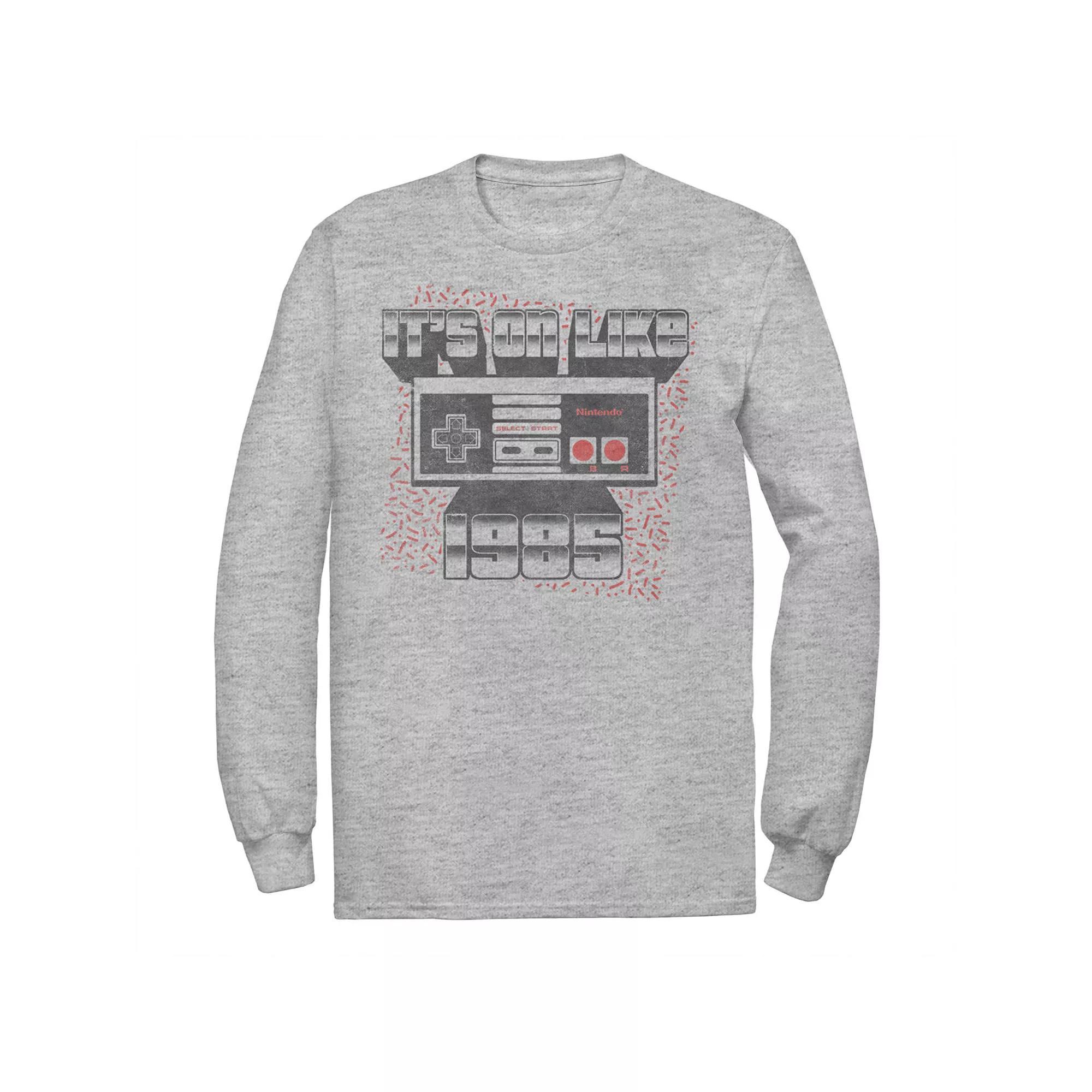 Men's Nintendo Gamer Boy Red Outline Hoodie, Size: XL, Athletic Grey Product Image