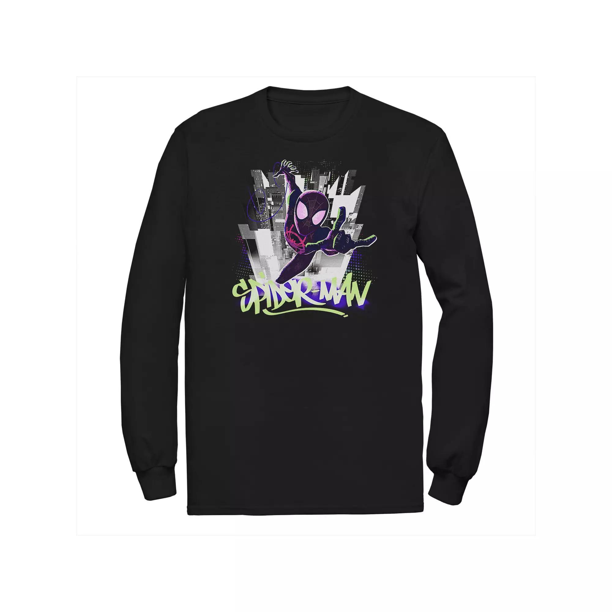 Big & Tall Marvel Spider-Man Spiderverse Graffiti City Tee, Men's, Size: 3XL Tall, Black Product Image