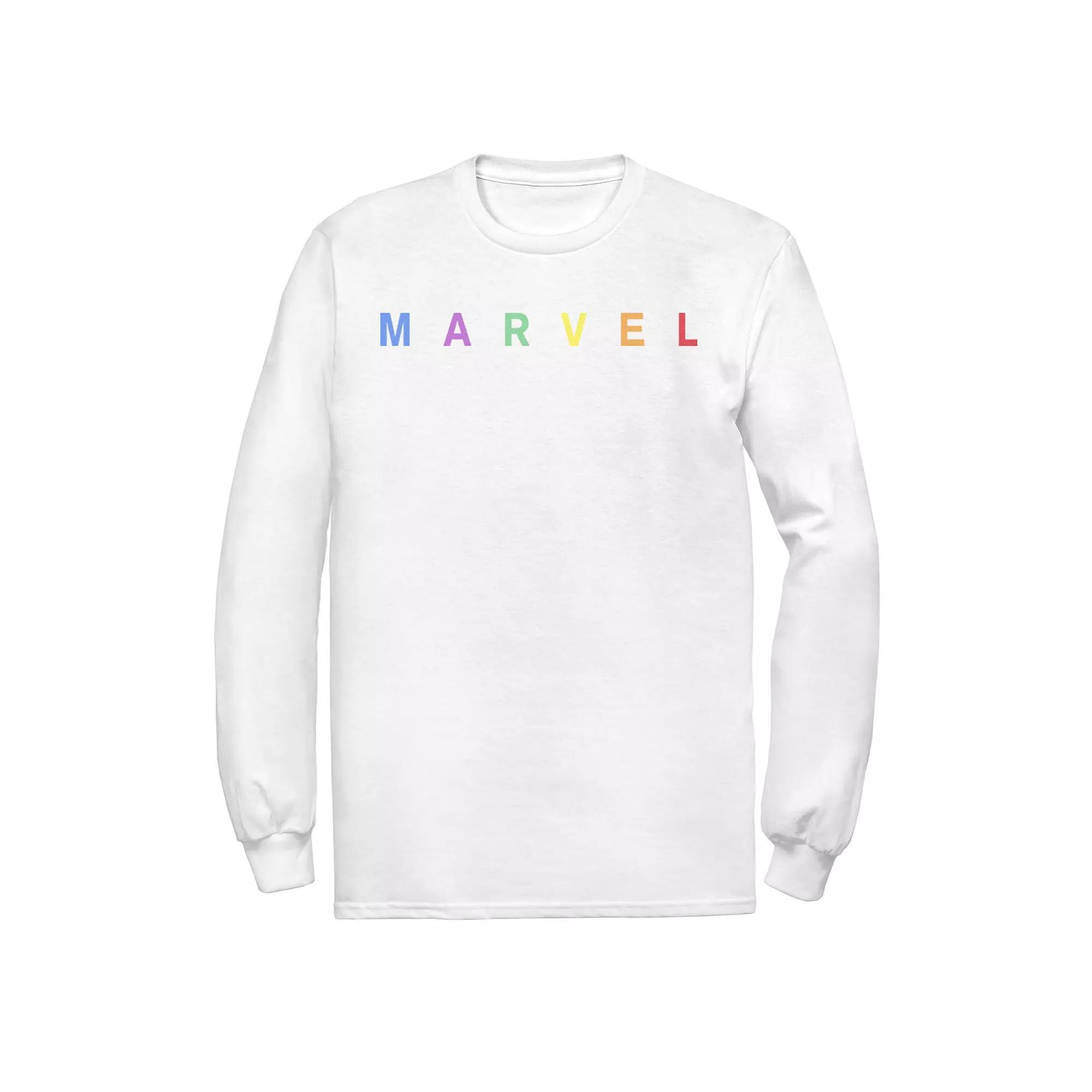 Men's Marvel Rainbow Logo Graphic Tee, Size: Small, White Product Image