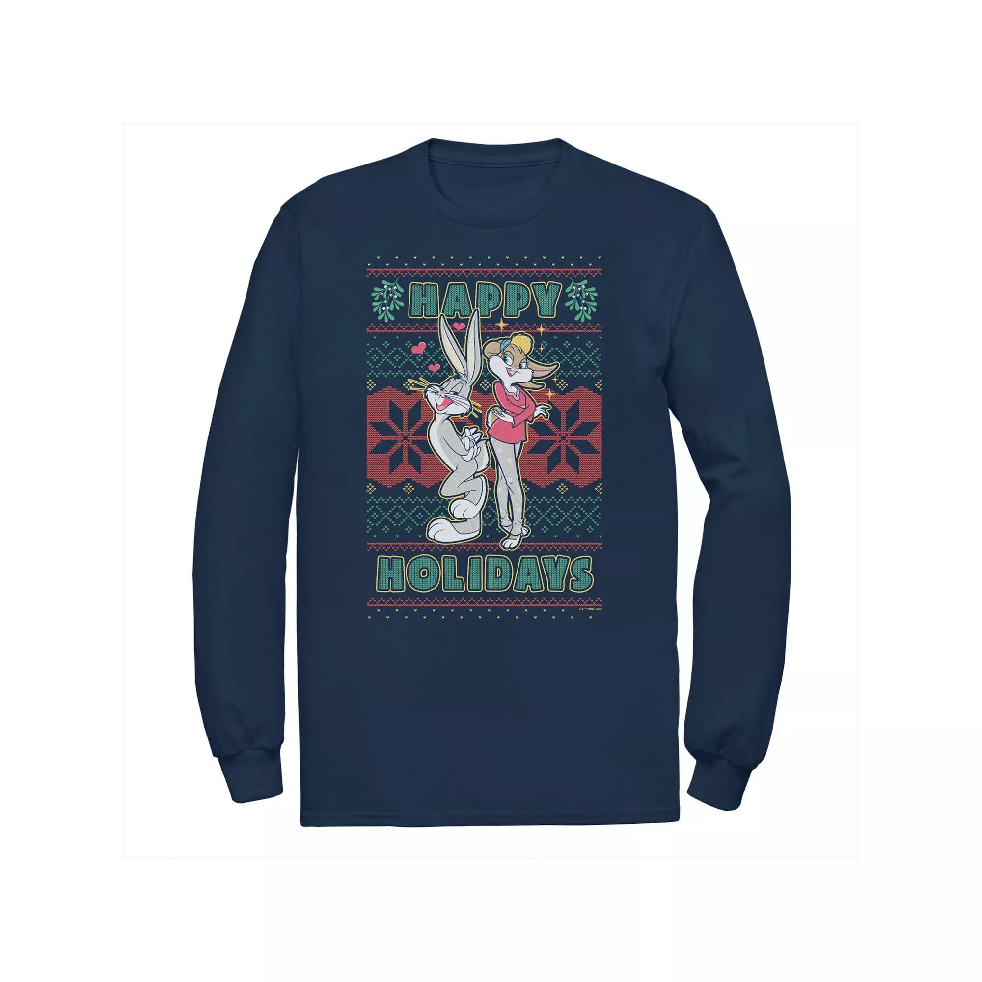 Big & Tall Looney Tunes Happy Holidays Bugs Bunny Lola Tee, Men's, Size: 5XL, Blue Product Image