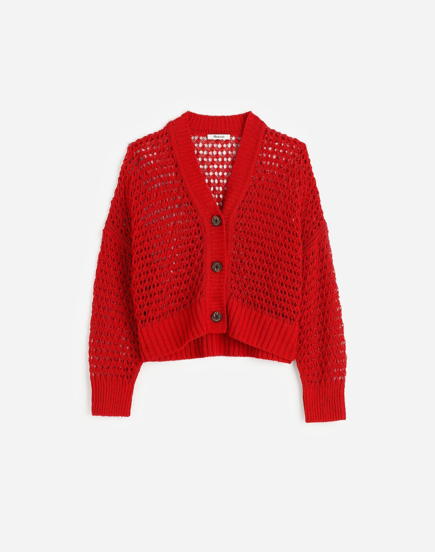 Open-Stitch V-Neck Cardigan Product Image