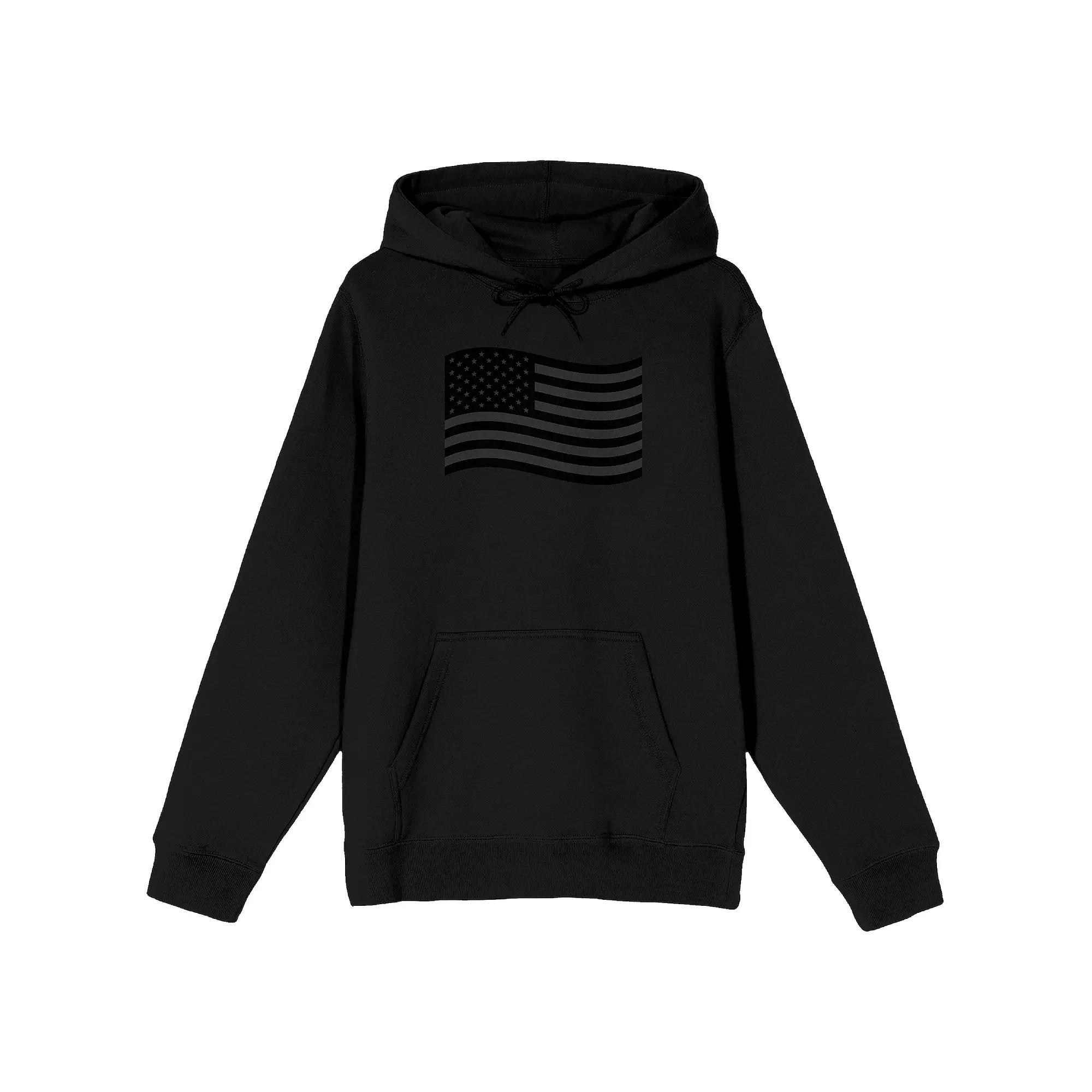 Men's Dark Wavy Flag Hoodie, Size: XL, Black Product Image