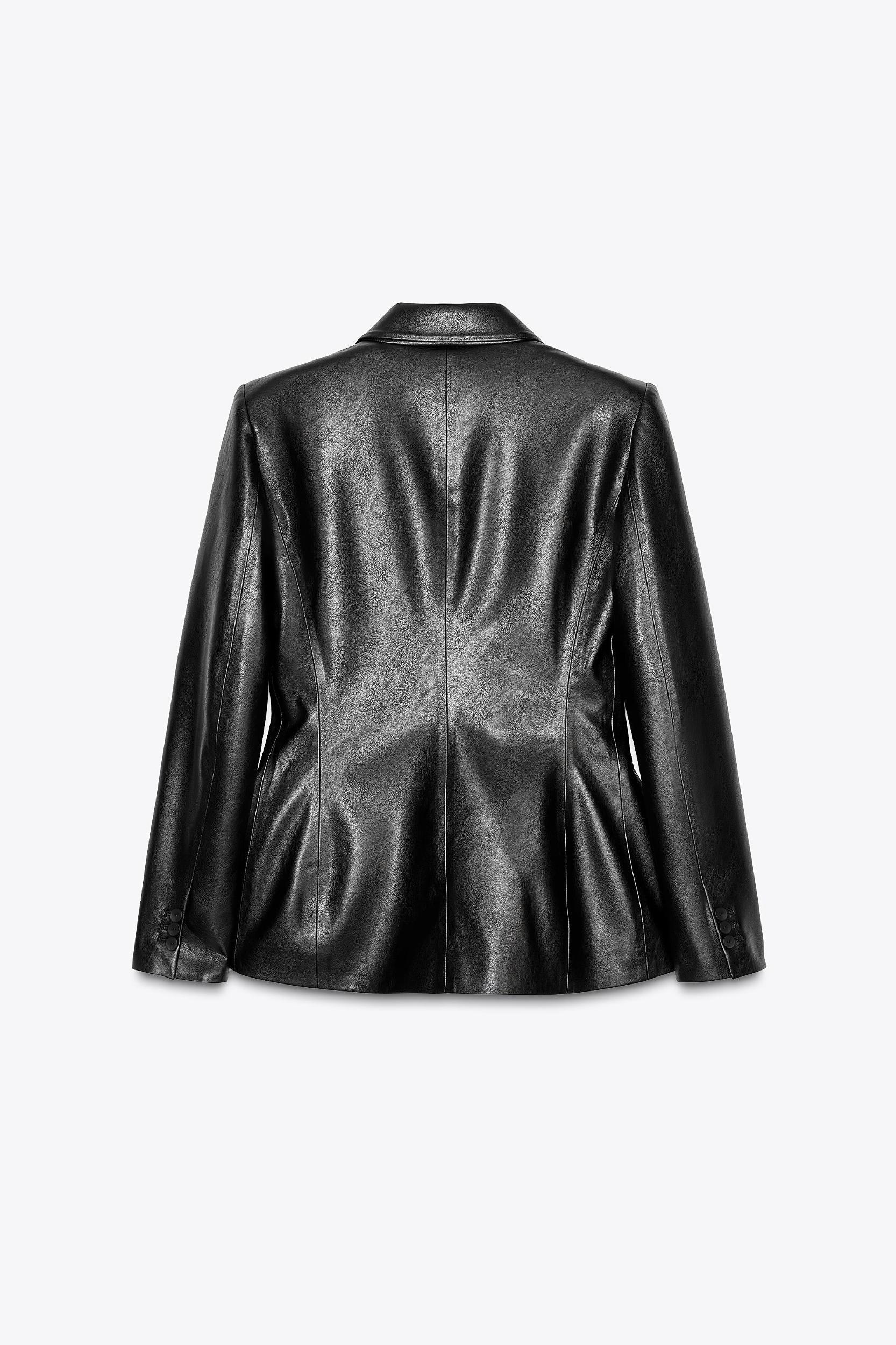FAUX LEATHER DOUBLE BREASTED BLAZER Product Image