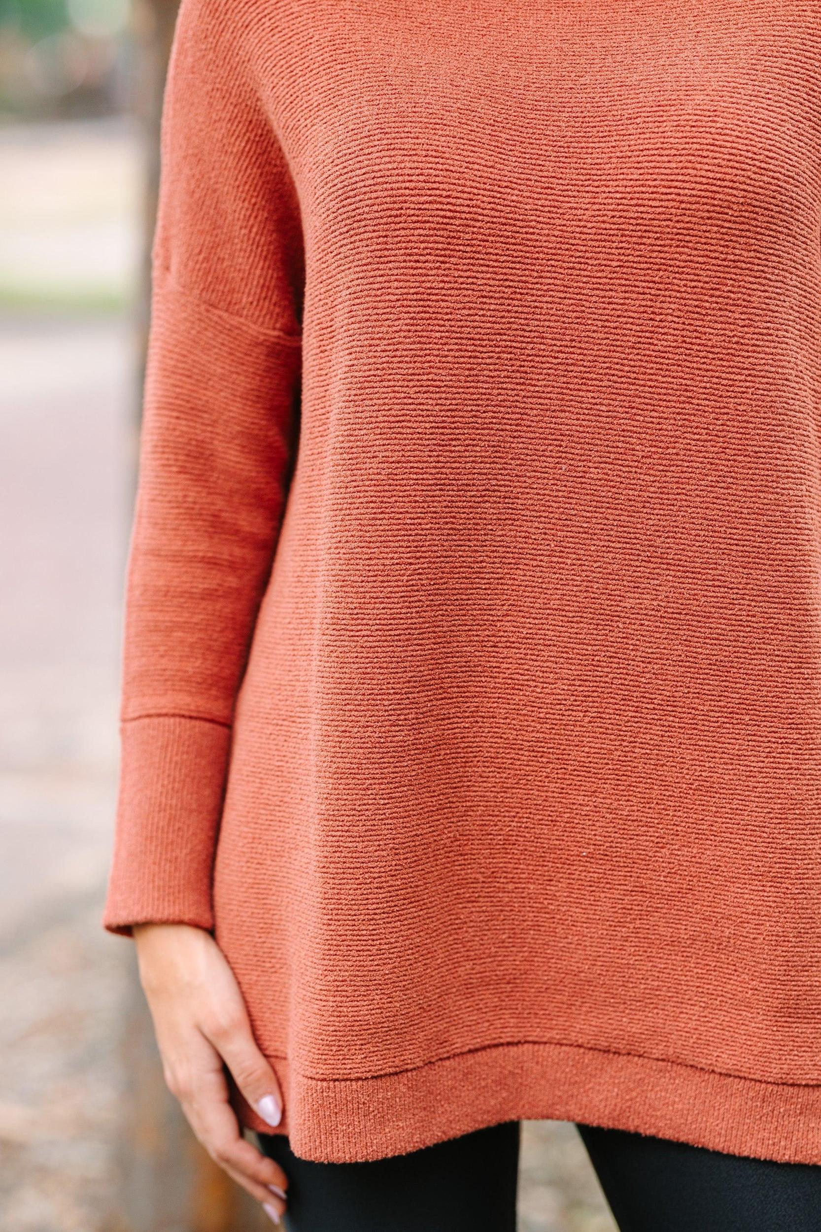 The Slouchy Rust Orange Mock Neck Tunic Female Product Image