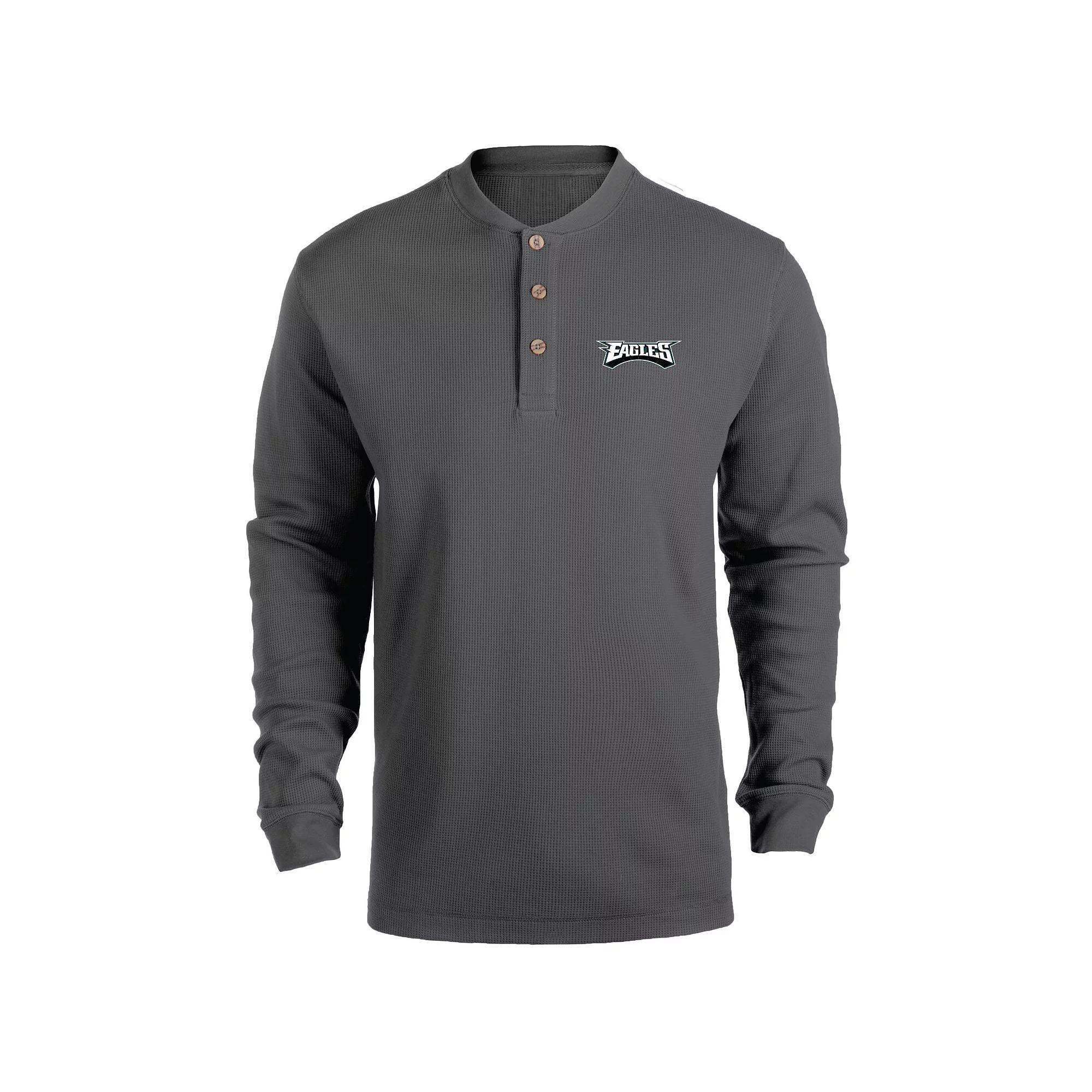 Men's Heathered Gray Philadelphia Eagles Maverick Thermal Henley Long Sleeve T-Shirt, Size: 4XL, Grey Product Image