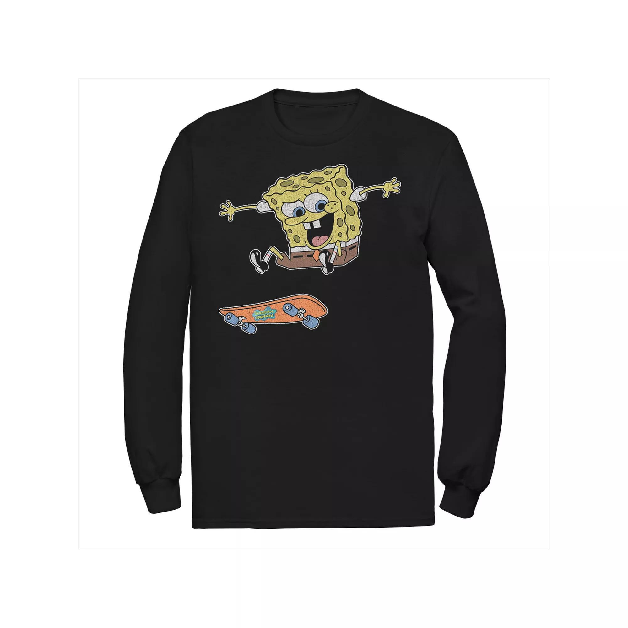 Men's SpongeBob SquarePants Skateboard Trick Tee, Size: Small, Black Product Image