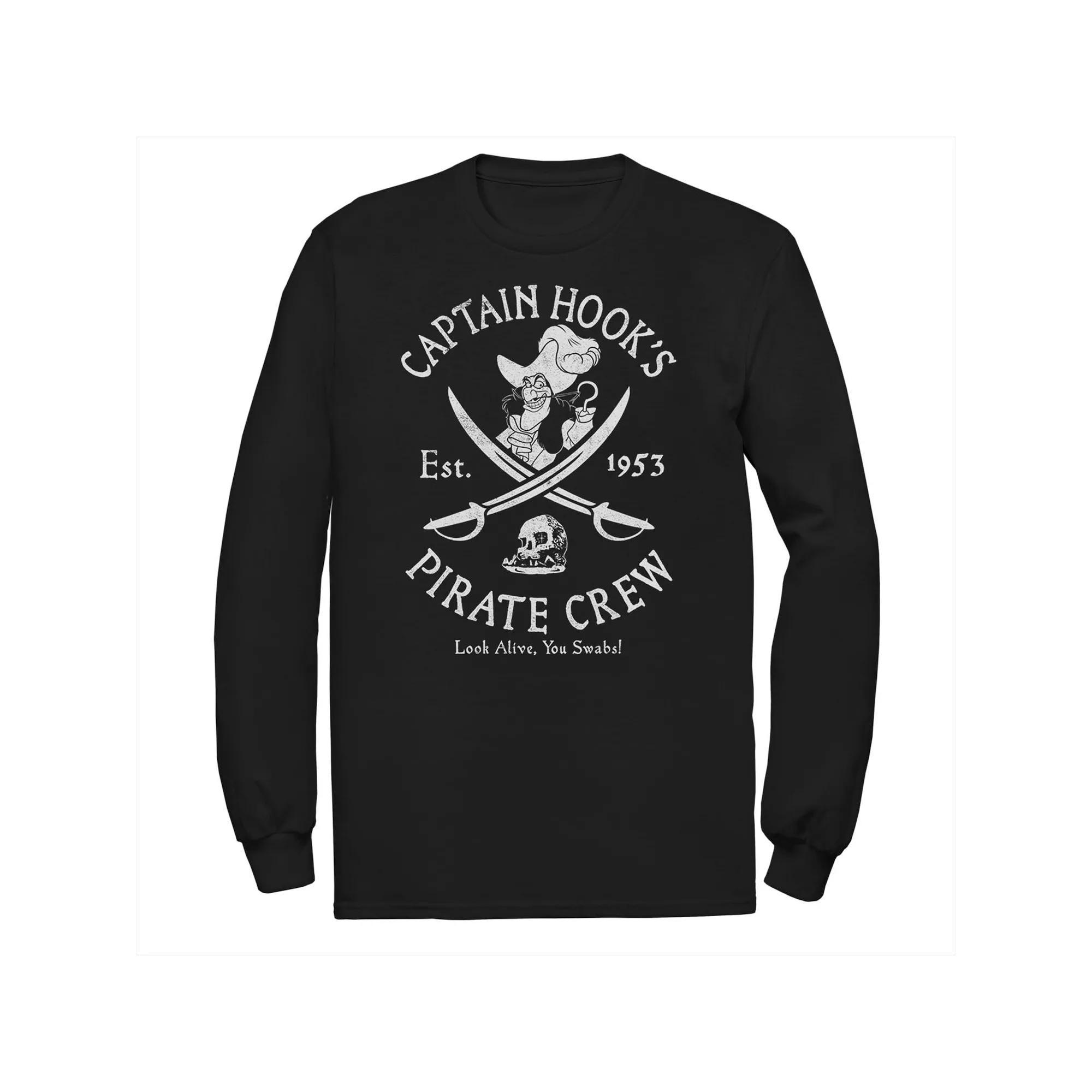 Disney's Peter Pan Big & Tall Captain Hook's Pirate Crew Long Sleeve Tee, Men's, Size: 5XL, Black Product Image