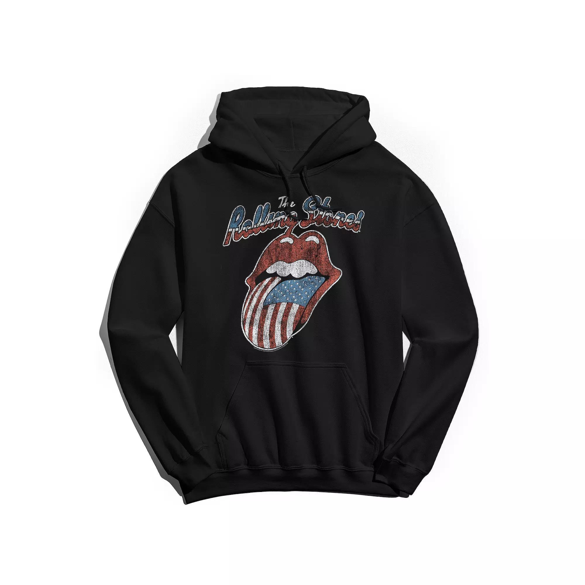 Men's Rolling Stones Tongue USA 78 Hoodie, Size: Small, Black Product Image