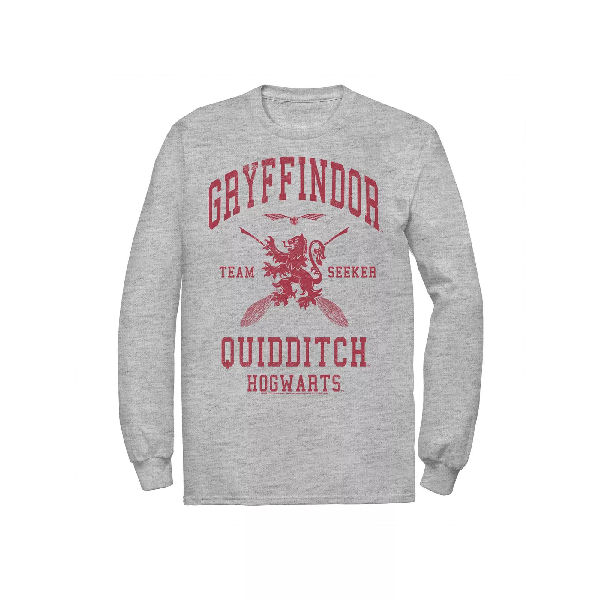 Men's Harry Potter Deathly Hallows 2 Gryffindor Quidditch Long Sleeve Tee, Size: Medium, Athletic Grey Product Image