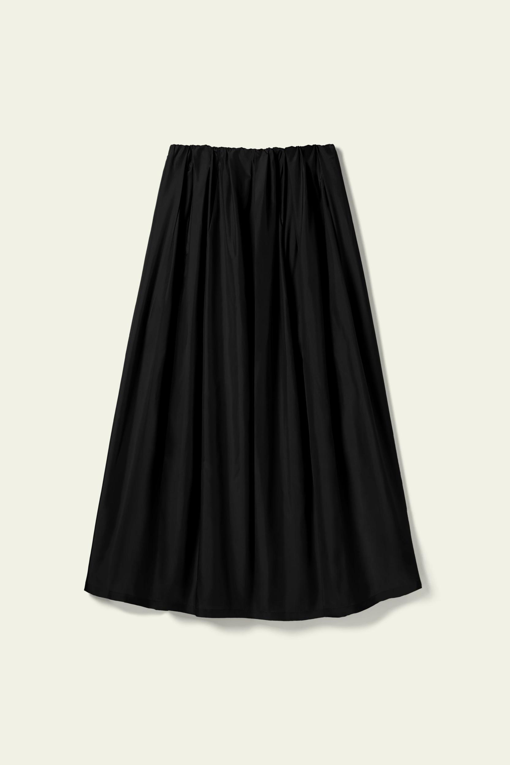 Waist-Pleated Silk Taffeta Skirt Product Image